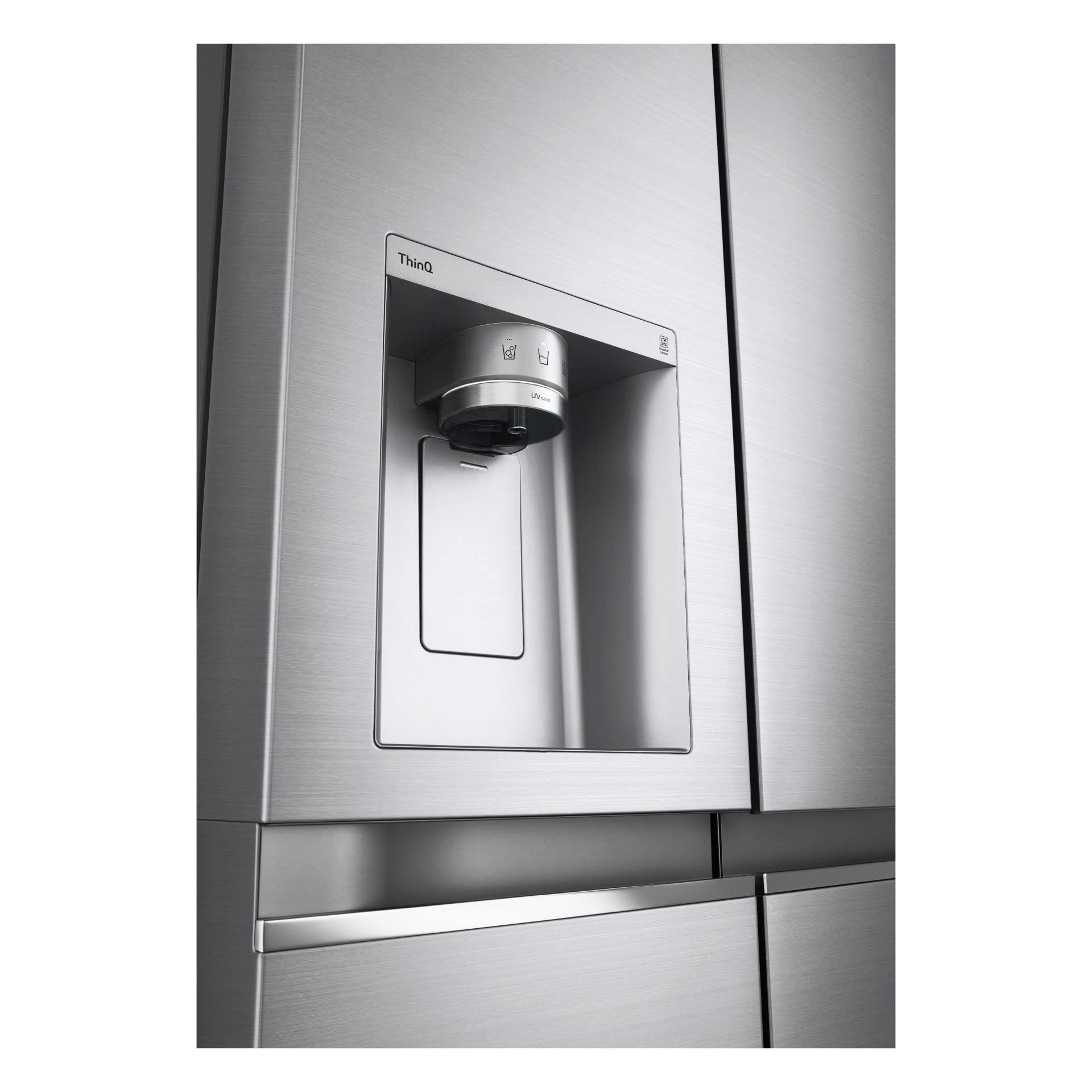 LG GSLV90PZAE Frigorifero Americano Side by Side Total No Frost con Congelatore, 635 L, Dispenser Acqua e Ghiaccio UV Nano, Door Cooling, Linear Cooling - Frigo Smart con Wi-Fi e Freezer