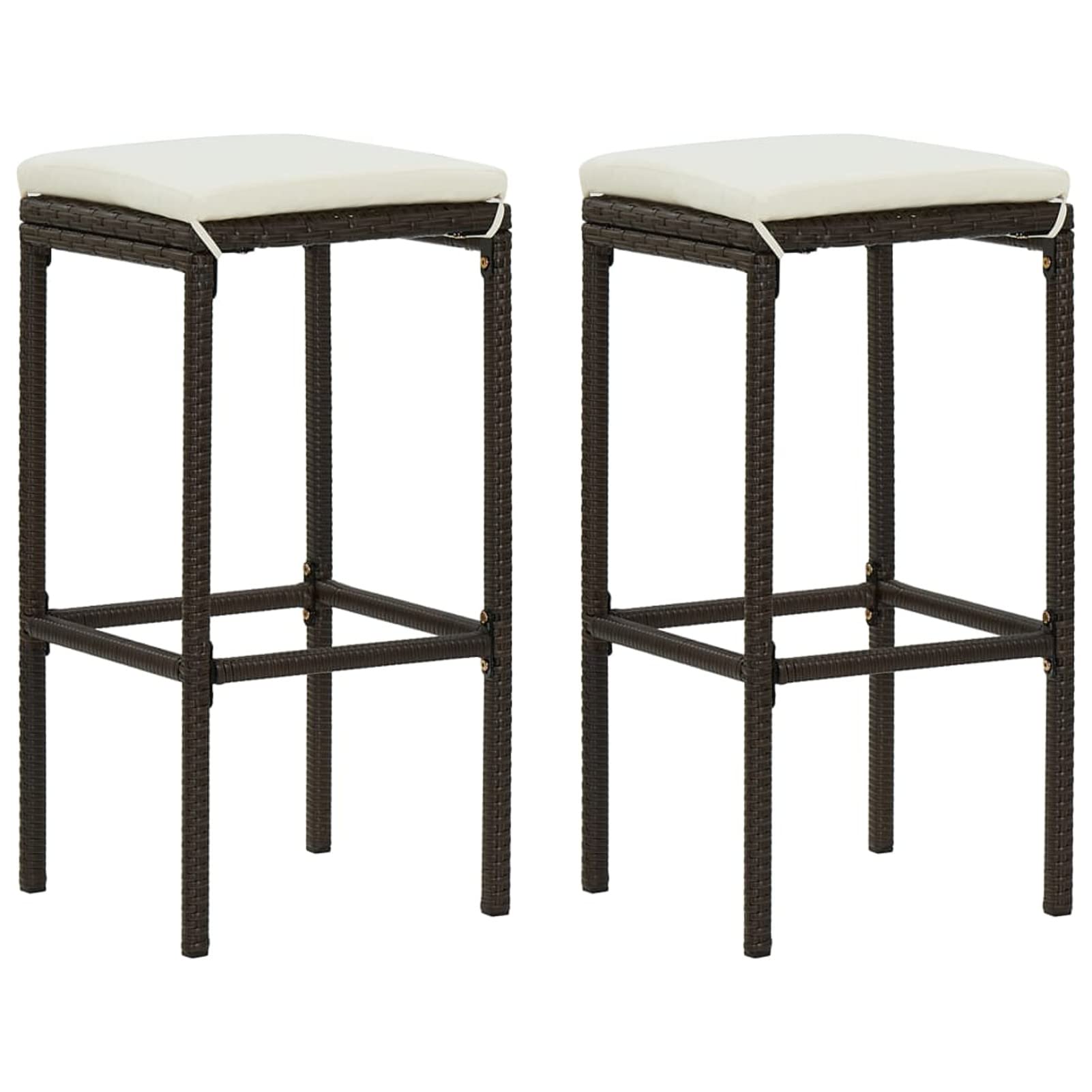 Gecheer 3 pz,Set da Bar,da Giardino Esterno in Polyrattan,con Cuscini,Set Tavolo e Sedie da Bar da Giardino,Set Tavolo e 2 Sgabelli da Bar da Esterno