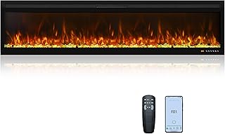 Linear Electric Fireplace 72 Inch, APP & Touch Screen & Remote Control, ...