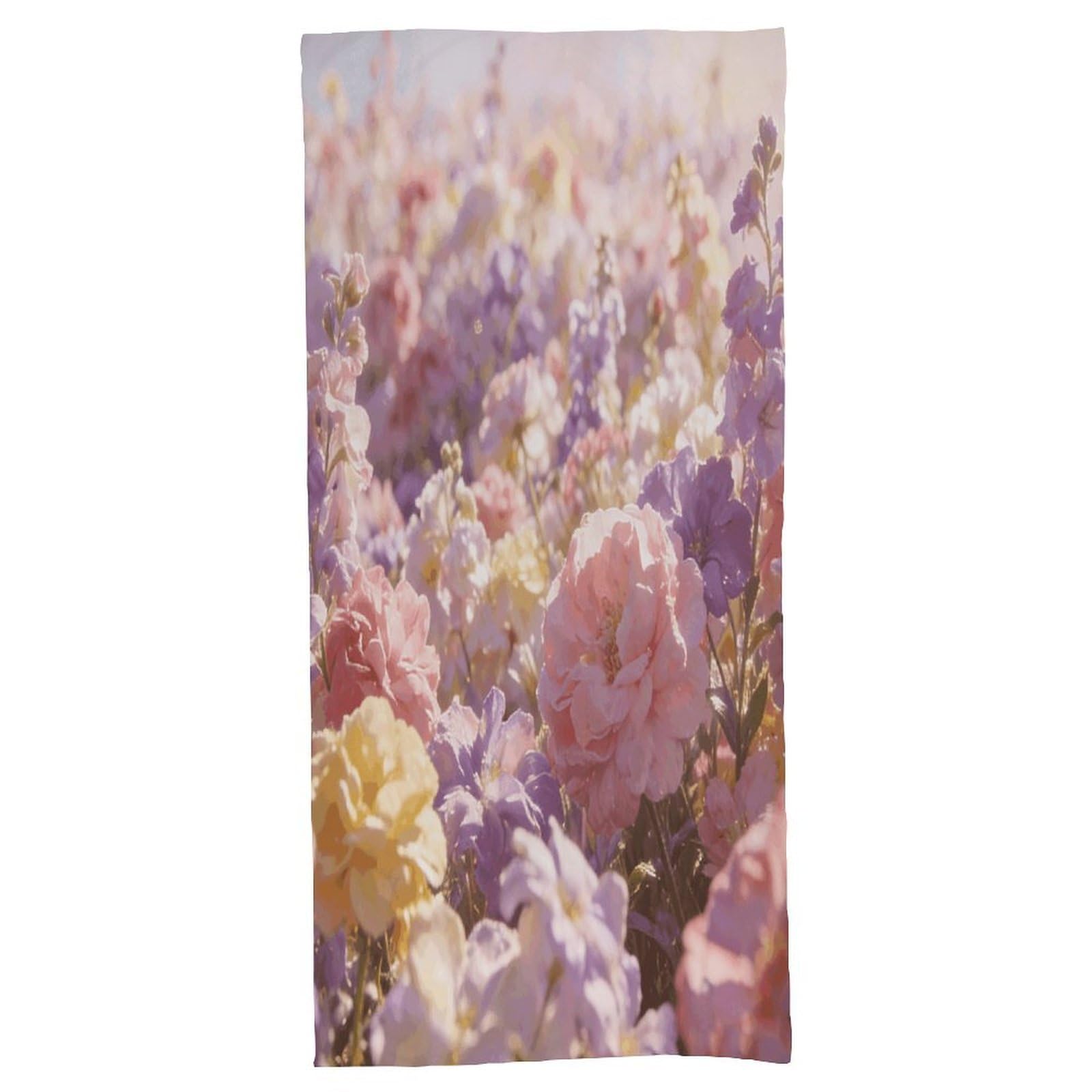 Fodpand Style Field Of Flowers Pastel Floral Bath Towel, Highly Absorbent & Quick Drying Beach Towel, Compact & Lightweight Pool Towel For Bathroom, Beach, Pool, Gym, Spa, And Hotel Use