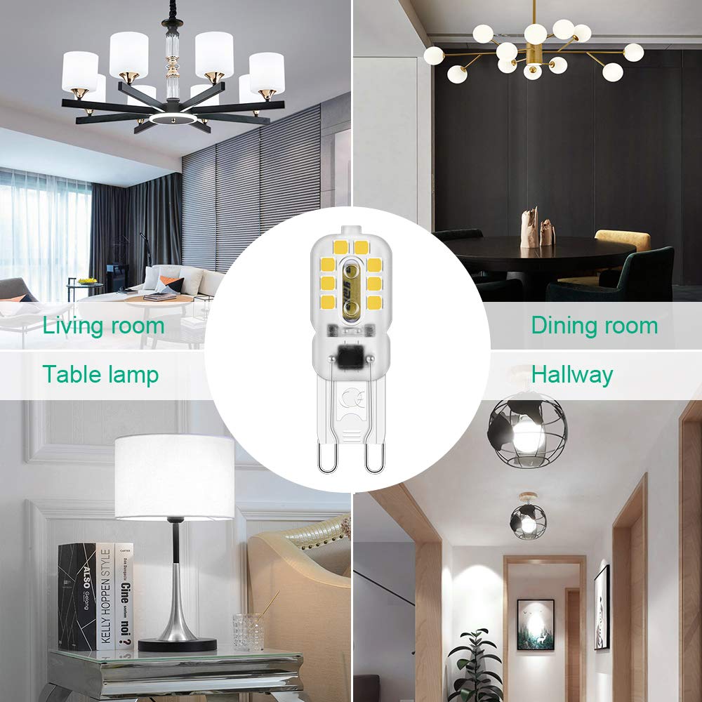 Żarówka LED G9 3 W Zimna biel 360° Wiązka światła 300 lumenów 3000 K AC/DC 220–240 V Oświetlenie dekoracyjne Zastosowanie Żyrandol 10 sztuk [Klasa efektywności energetycznej F]