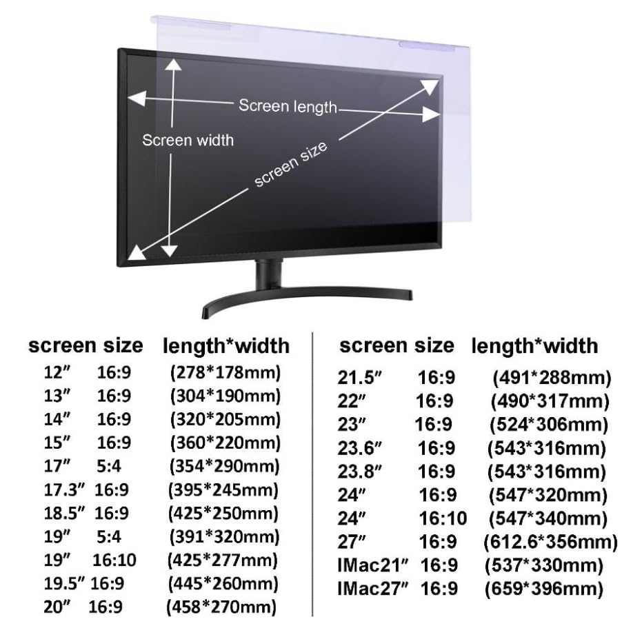 filtre ecran lumiere bleue Pour écran 12-27 pouces,Amovible Filtre Anti-Lumière Bleu Premium,Film de protection d'écran pour ordinateur et moniteur PC,Blocage de la lumière Bleue Protecteur d'écran