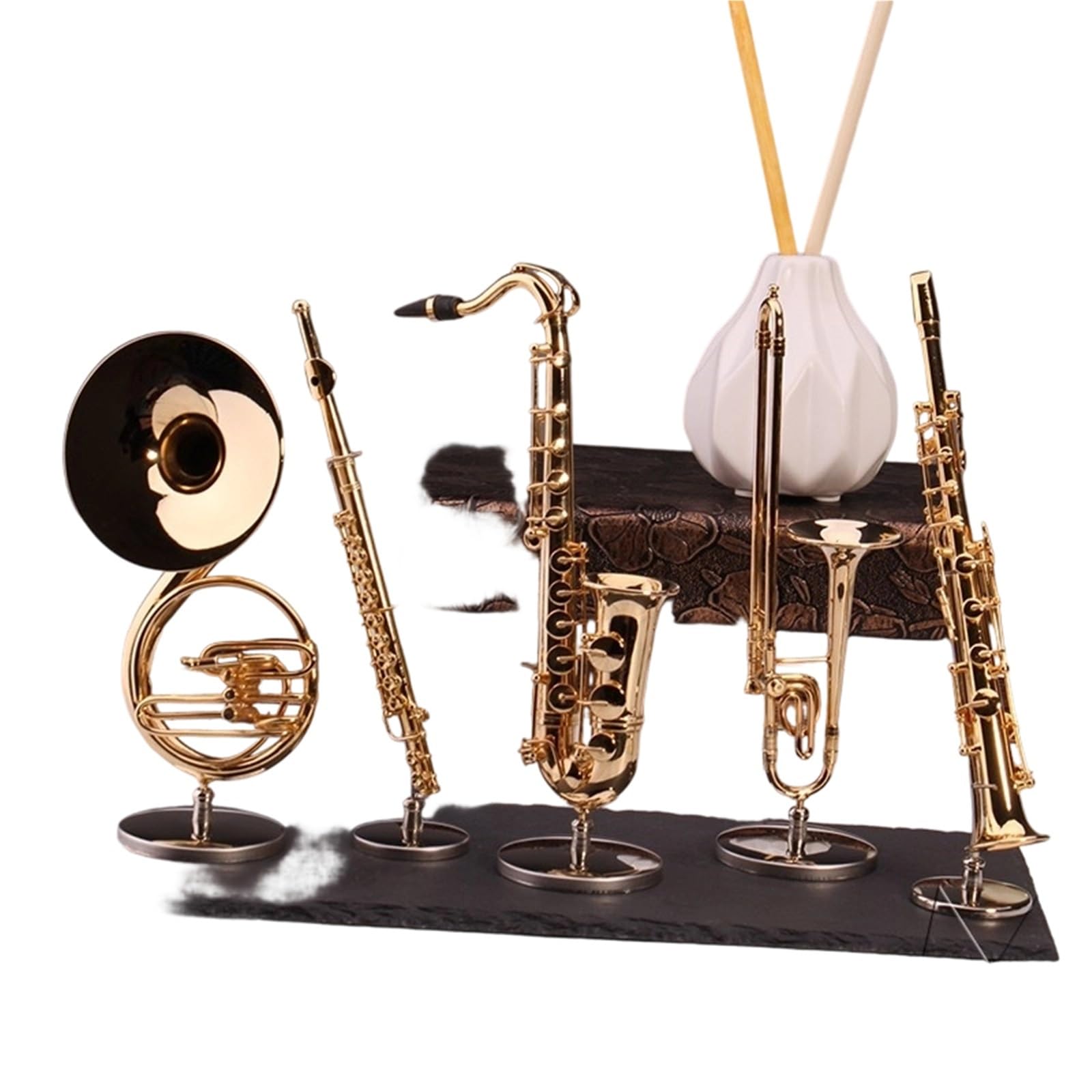 Miniature Di Strumenti Musicali Set Di Ornamenti In Miniatura Per Fagotto Modello Flauto Sassofono Soprano Da Soggiorno(15cm baridon)