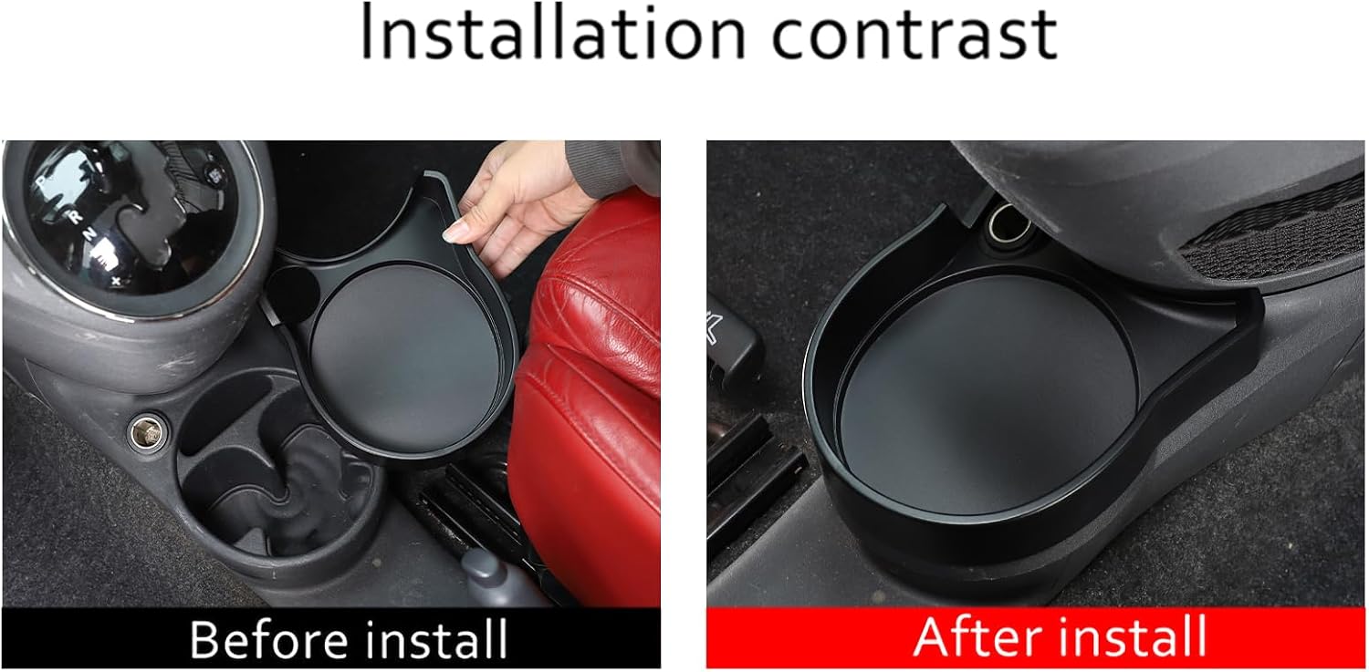 Car Cup Holder Storage Box Compatible with Fiat 500 2007-2015 ABS 1PCS,Central Control Organizer Box Tray,Water Cup Holder Auxiliary Organizer Interior Accessories (Black)