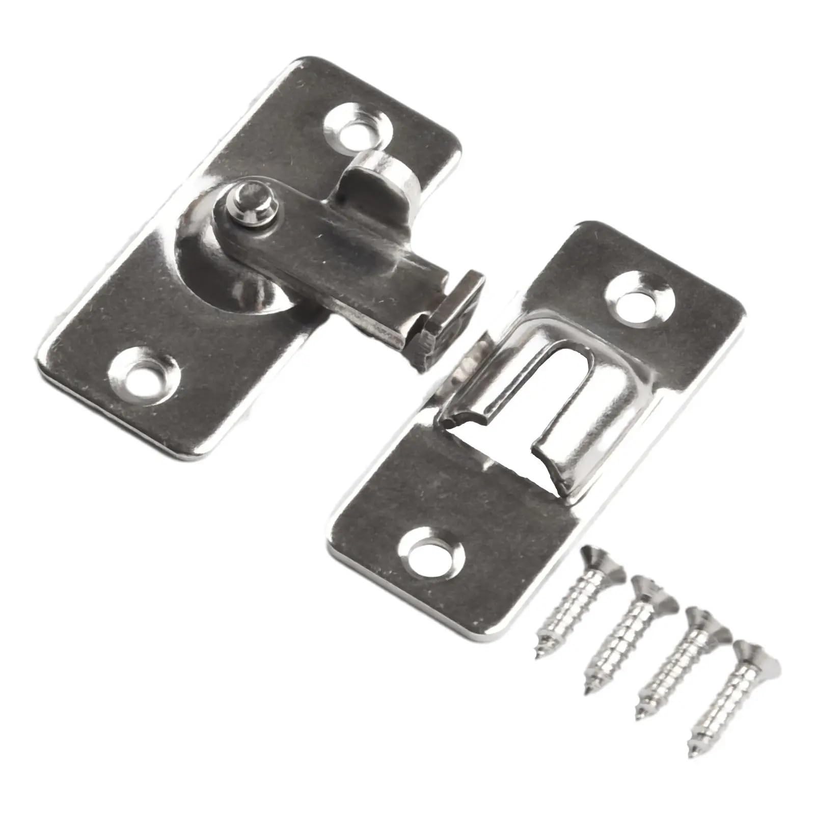 Stainless Steel 90 Degree Barn Latch Door Bolt, Black and Silver(Silver)