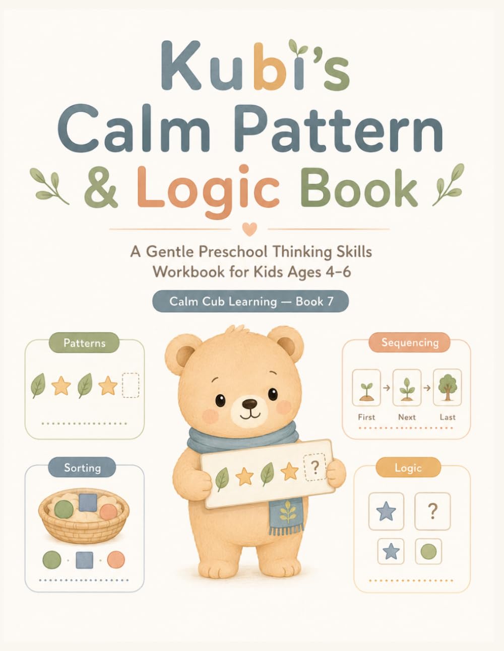 Kubi’s Calm Pattern & Logic Book: A Gentle Preschool Thinking Skills Workbook for Kids Ages 4–6 — Patterns, Matching, Sorting, Sequencing & Beginner ... with Kubi the Calm Bear (Calm Cub Learning)