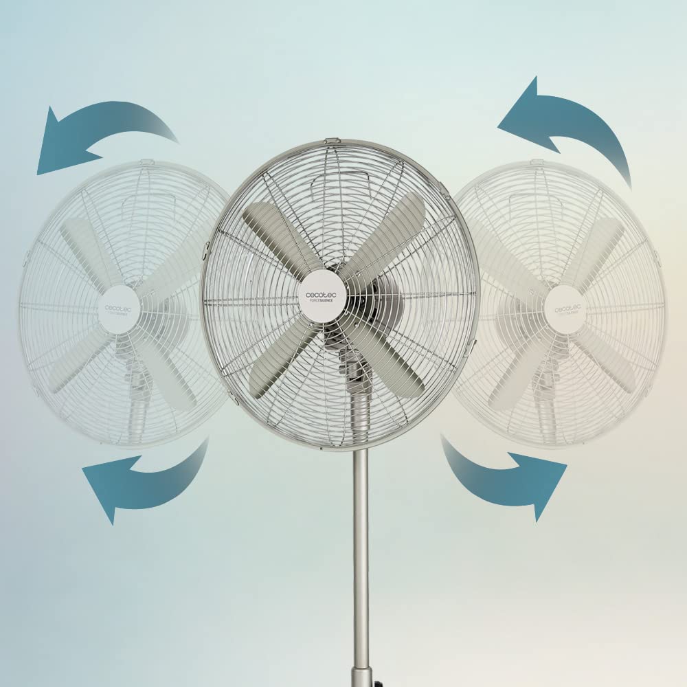 Cecotec Standventilator EnergySilence 610 Steelstyle 50 W Stahl-Finish 40,6 cm 3 Geschwindigkeiten Oszillation höhenverstellbar