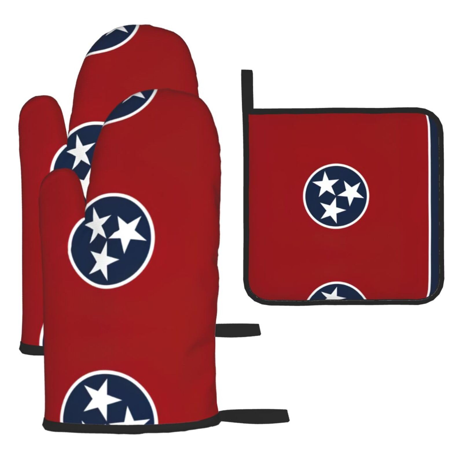 Tennessee State Flag Oven Mitts And Pot Holders Sets Of 3 Oven Glove Kitchen Decor For Baking Cooking Bbq