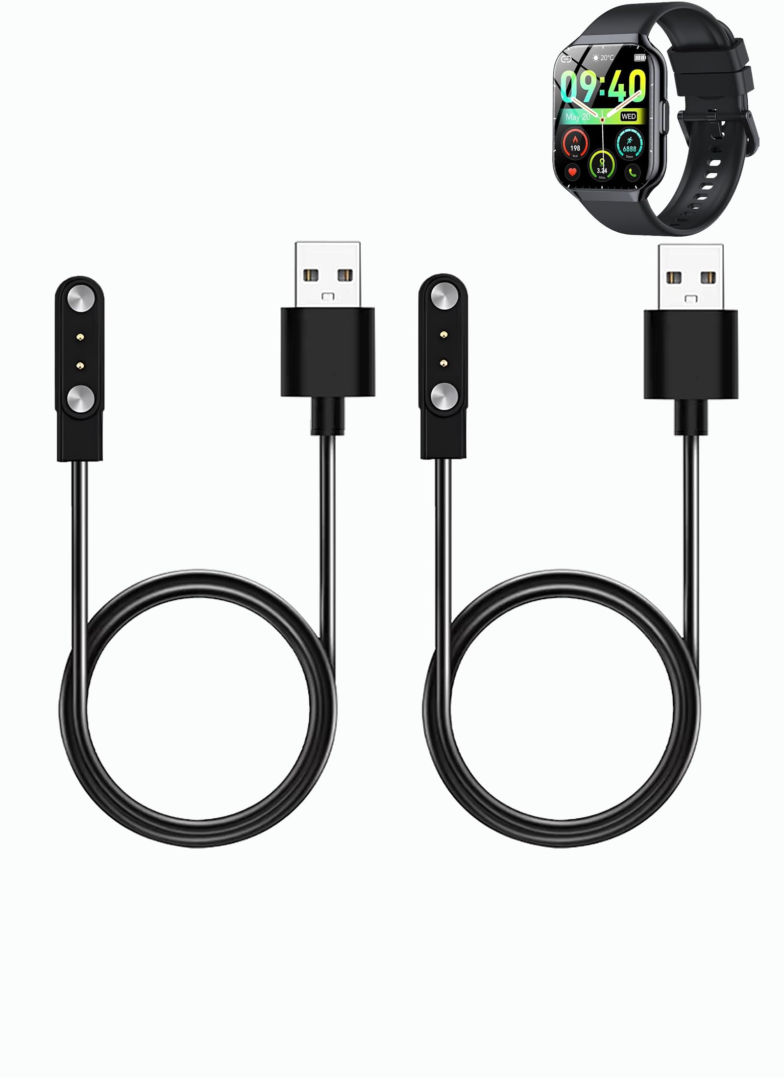 Cable de carga para relojes inteligentes CASCHO P98 para hombres y mujeres, cable de carga USB magnético compatible con cargador d