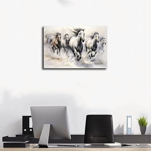 Miniatura 3 de Fyzuf Retrato de caballo salvaje, pintura de acuarela de animales marrones, póster de lienzo para decoración de dormitorio, paisaje deportivo,