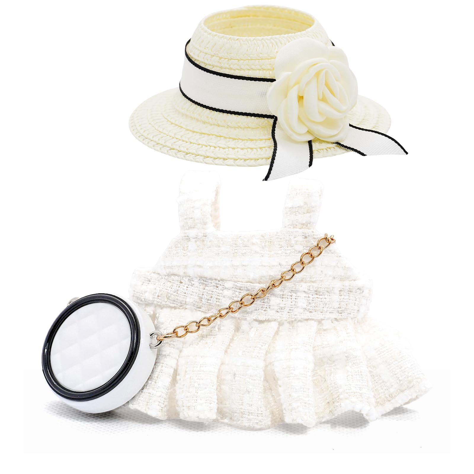 Clothes for 17cm Dolls, Luxury Chic Style Set High-End Fashion Outfit 3 Piece Set Including a Hat,Clothes and Bag with Premium Dolls Accessories for