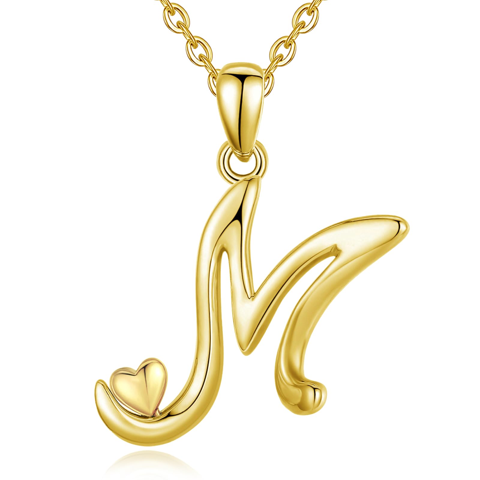 CELESTIA Collana con Iniziale A~Z Argento 925 Dorato - Regalo per Donna Compleanno/Anniversario/Natale/Laurea con Cuore e Catena Regolabile 51cm con Scatola