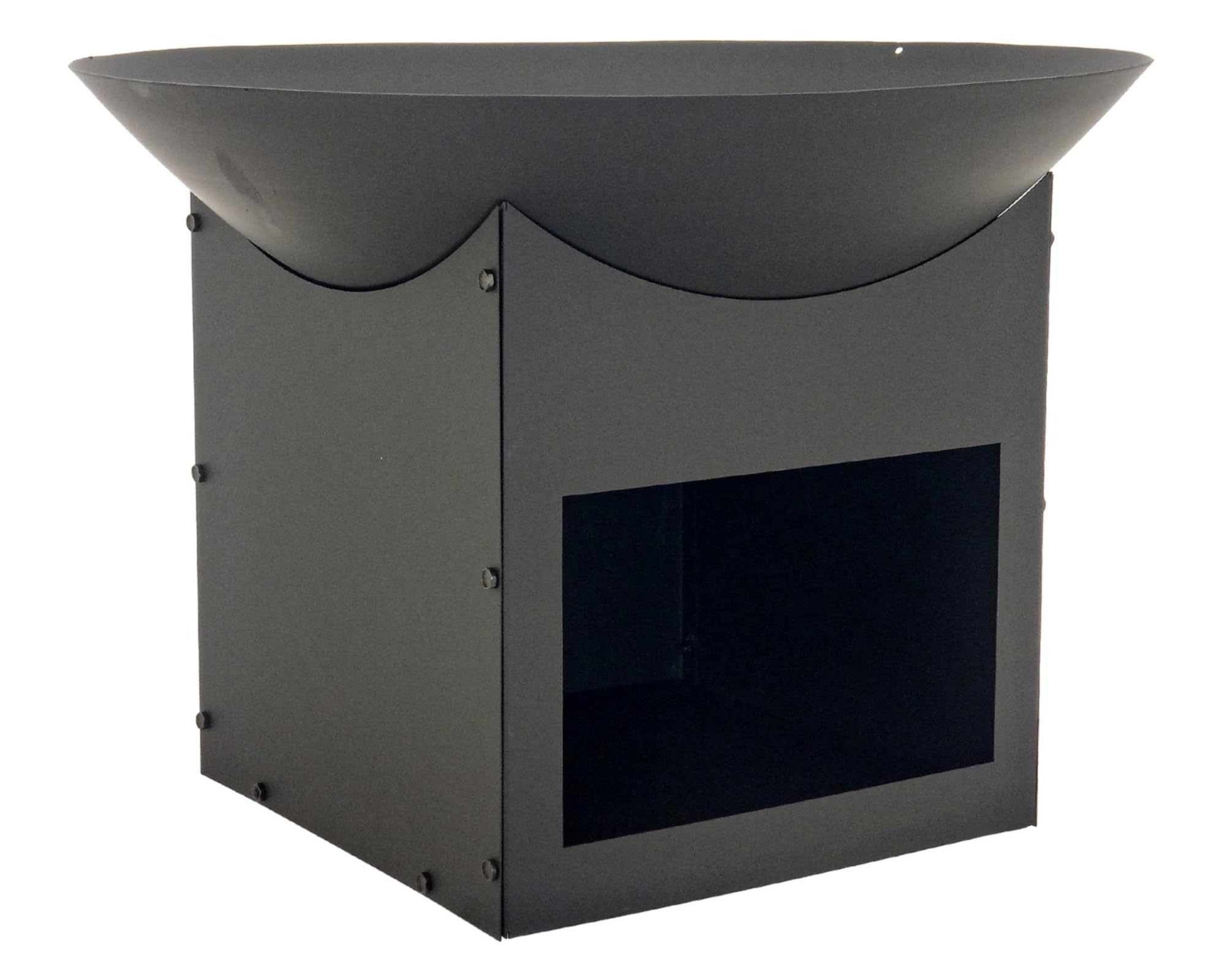 Braciere da Esterno Giardino con Porta Legna Terrazzo Cestino in Ferro per Legna Ciotola per Fuoco Braciere Rotondo Diametro 57 cm Altezza 41 cm Colore Nero Mod. Brisbanne