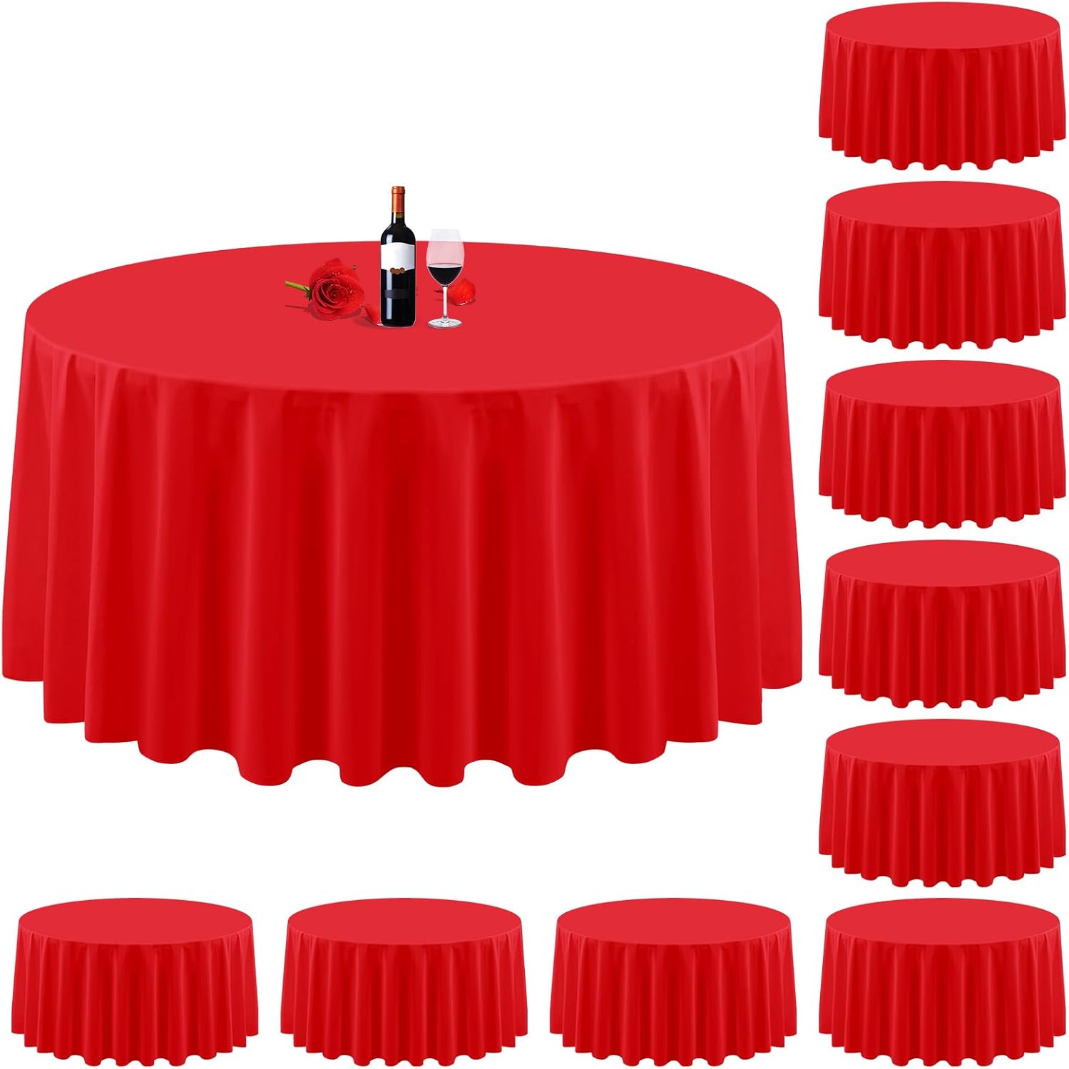 Lumaycens 10 Pack Red Round Tablecloth 120 Inch Round