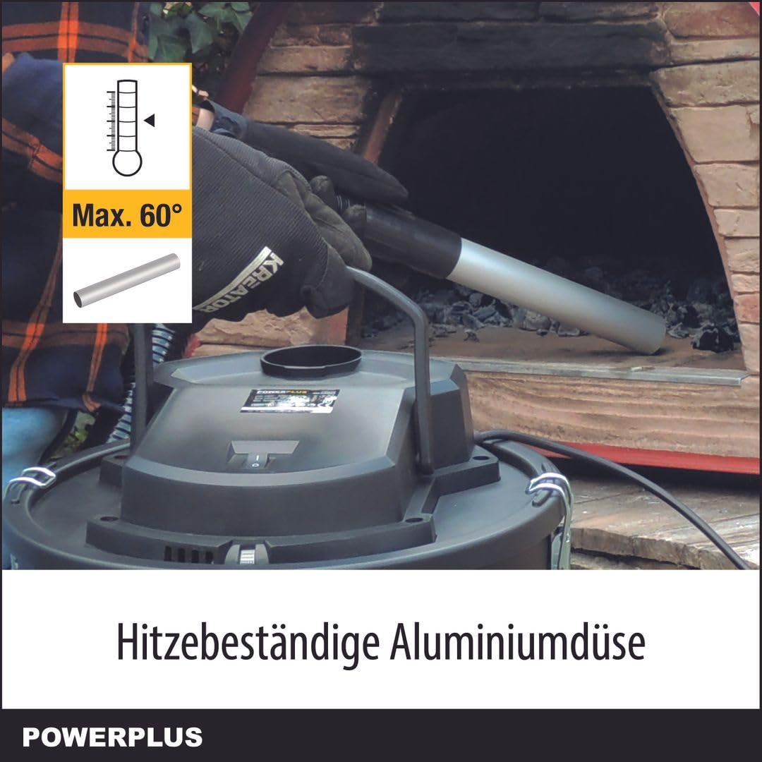POWERPLUS POWX308 - Aspirador cenizas 20l- 1200w con ruedas y accesorios