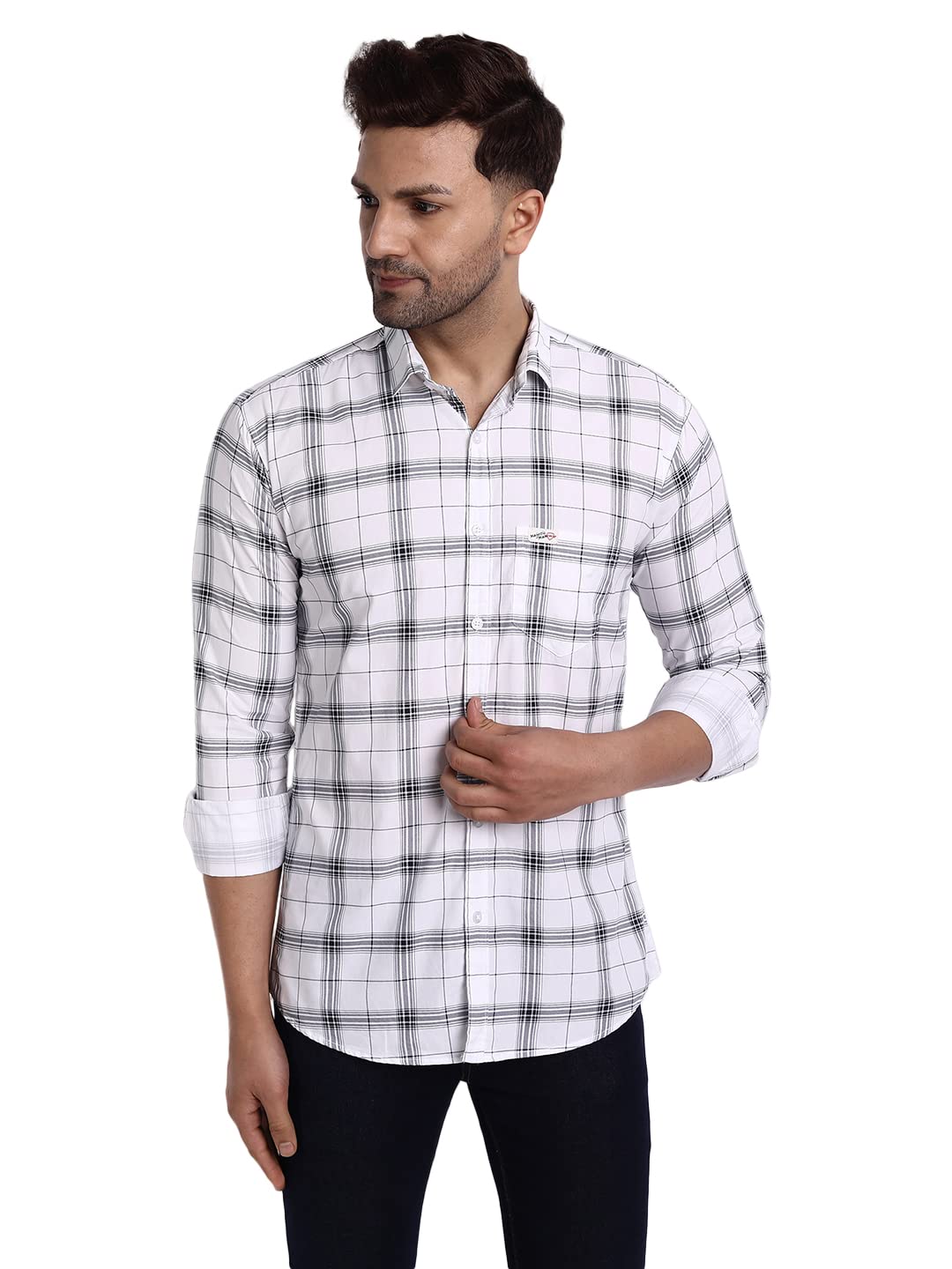Slim Fit Cotton Casual Check Shirt for Men