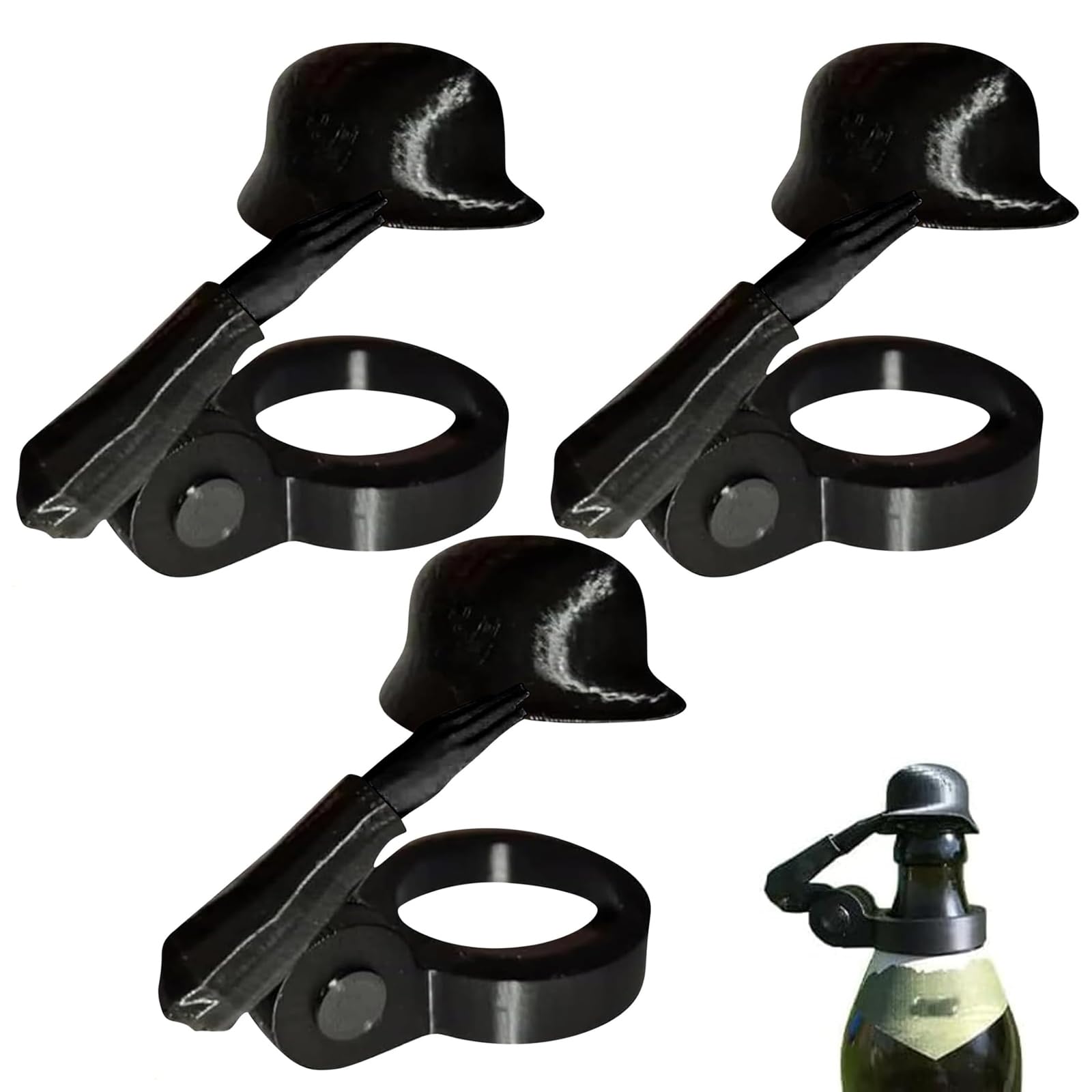 Soldat Salute Bier Bierflaschen Helm,Bierflaschen Helm,Staubdichte Lustiger Dekorative Kappen,Wiederverwendbar Soldier Salute Bierflaschenhelm,für Party Grillparty Bar (3PC-A)