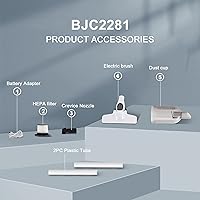 Vista 8 de Aspiradora ligera 6 en 1 con potente motor de 100 W, mini aspiradora portátil de mano para suelos duros domésticos, alfombras y pelo de mascotas