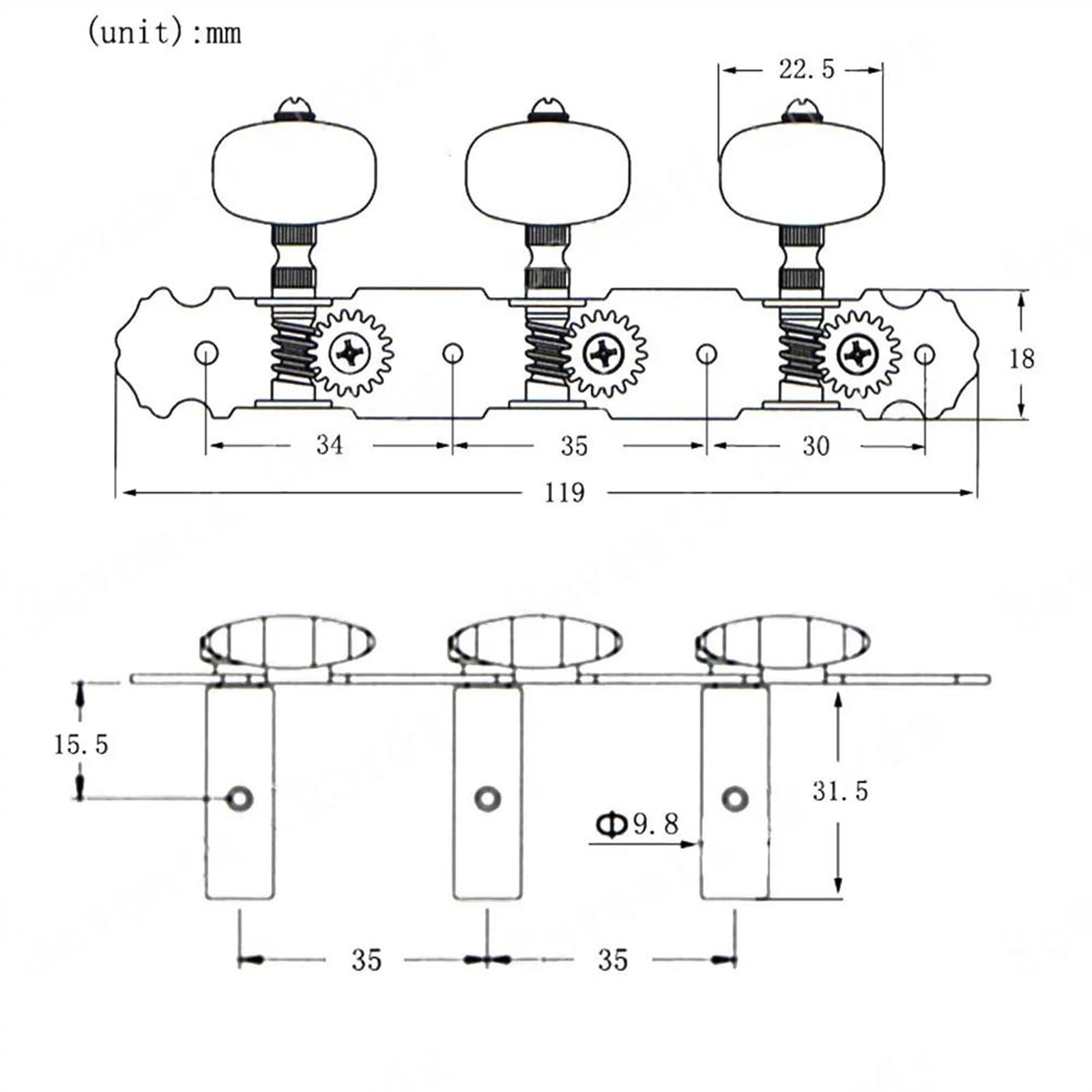 Confezione da 6 accordatori per chitarra classica. Chiavi classiche. Perni. Parti metalliche per paletta Piroli Per Accordatura Per Chitarra