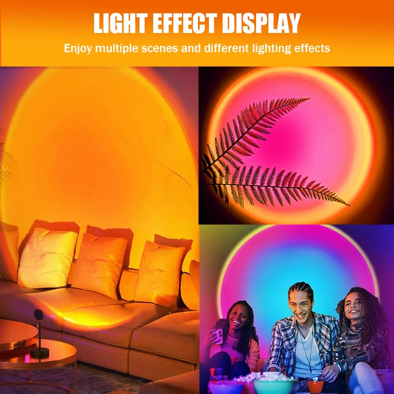 Image of JIMEI Sunset Lamp Projector Led Lights for Bedroom Night Light RGB Lights Sun Sunlight Sunrise Lamp Mood Lighting Home /Room Decor Gifts for Women,Tabletop Multicolor