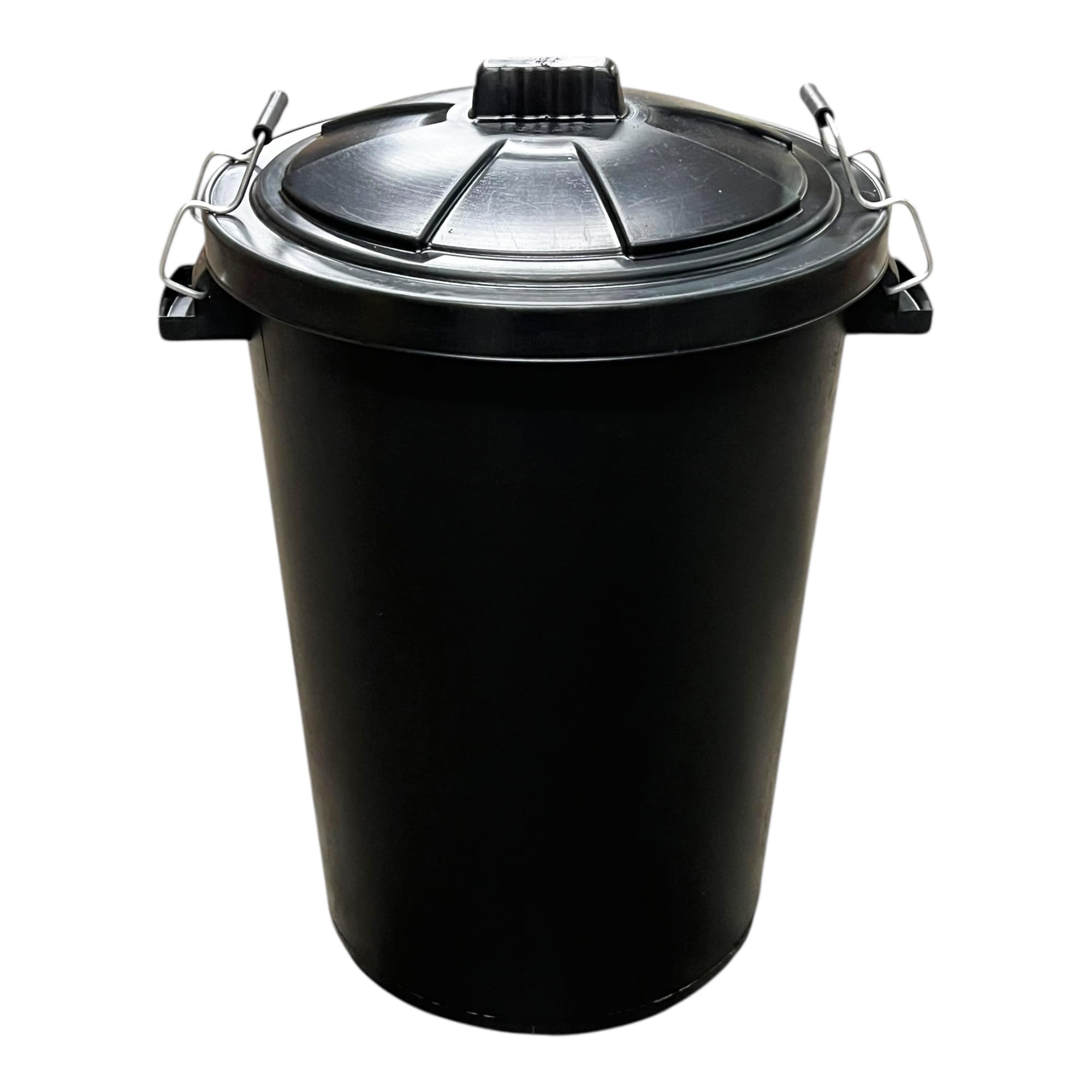 Chabrias Ltd Heavy Duty 85L Black Plastic Dustbin – UK Made Outdoor & Indoor Waste Bin with Secure Locking Clip Lid for Home, Garden Rubbish, Recycling, Household Trash or Animal Feed Storage