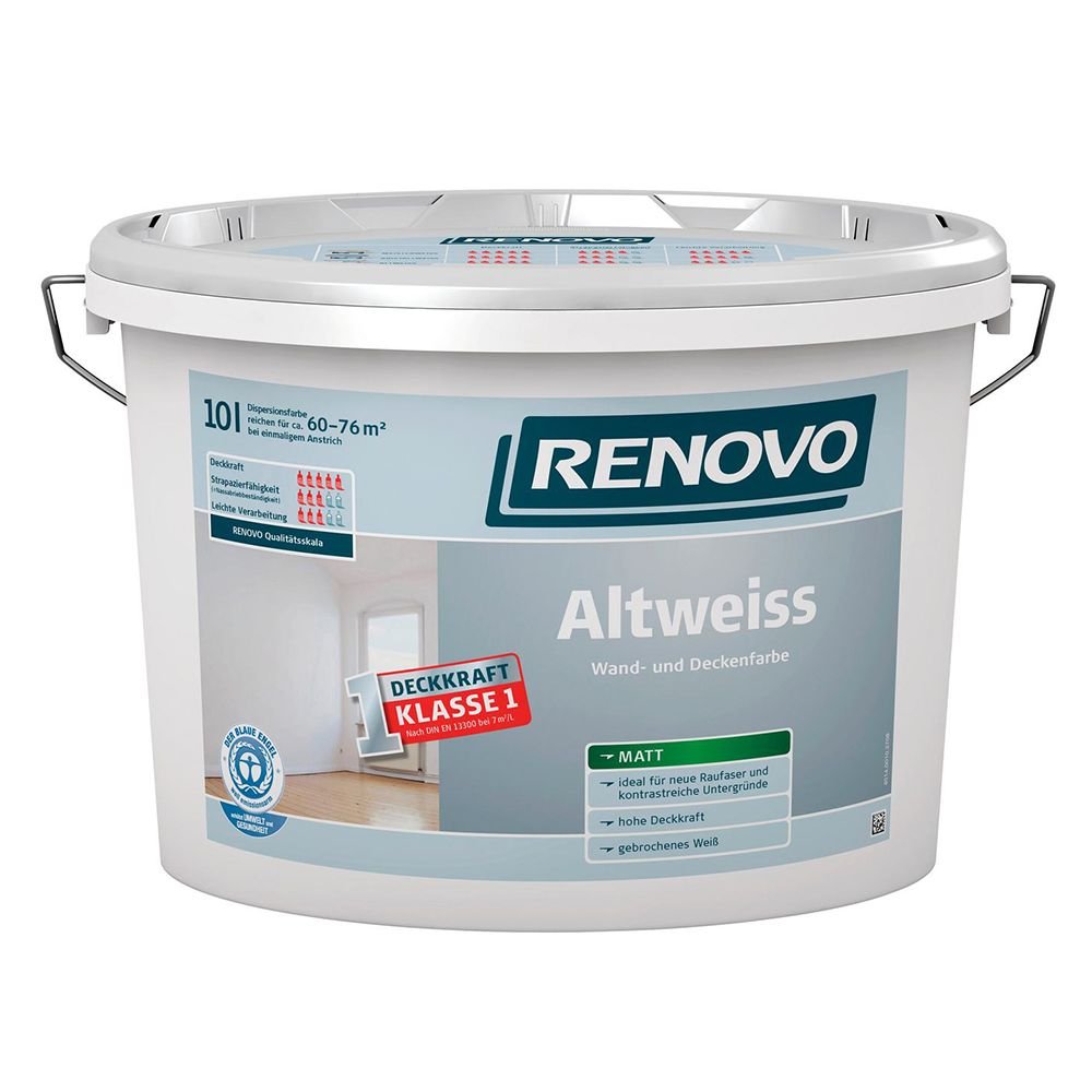 Altweiss matt 10 L Wand- Deckenfarbe Weiss Renovo