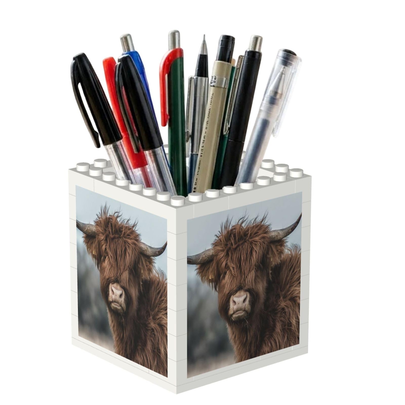 Poadnly Highland Cow Scottish Wildlife, Pen Pot Pencil Holder for Office Home School, Compact Desk Organiser for Office Stationery
