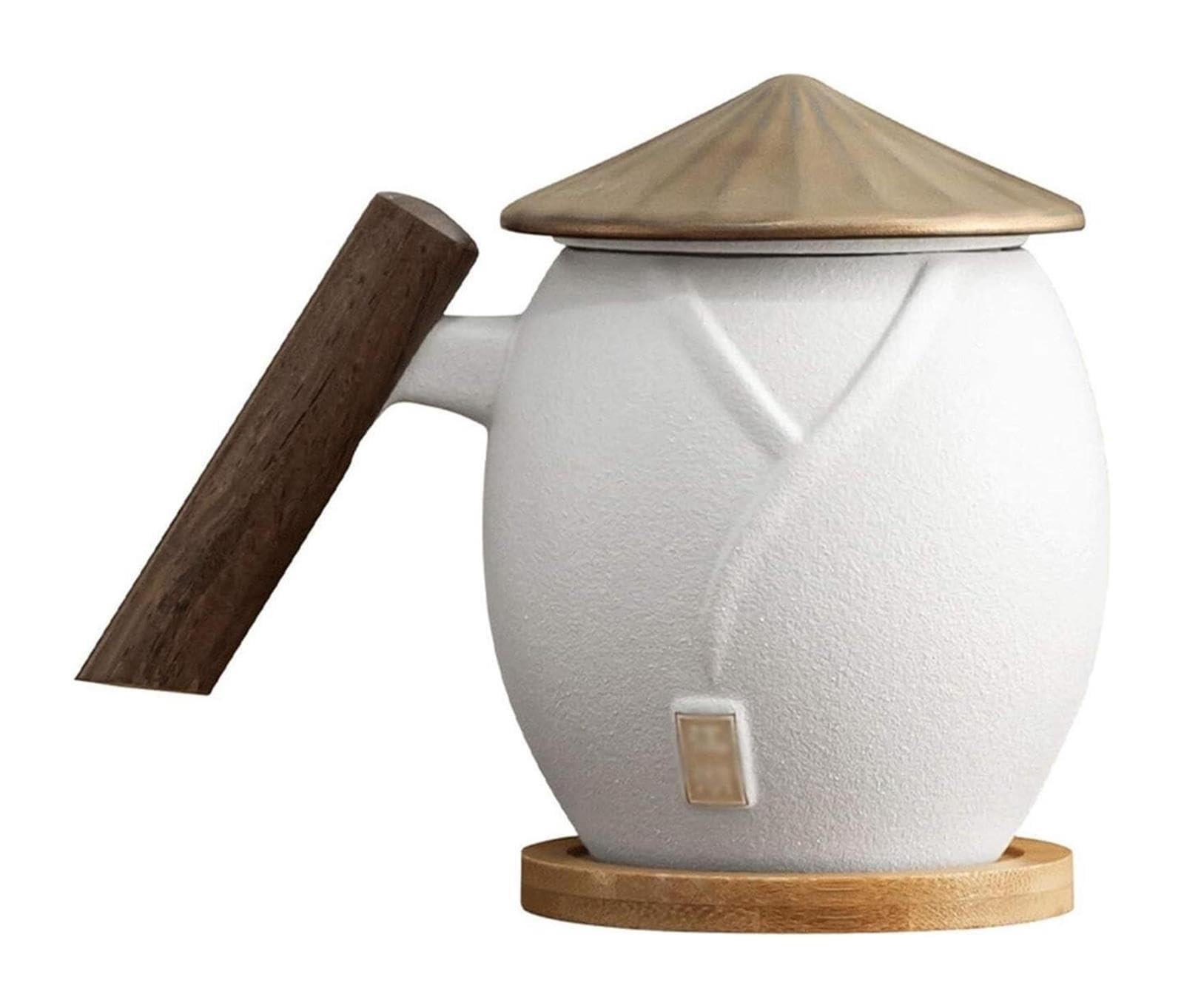 Kubek do kawy z filtrem ceramicznym z uchwytem i pokrywką | Wielokolorowy średni pojemnik 400 ml do użytku domowego, biurowego: herbata, kawa, woda pitna(Blanc)