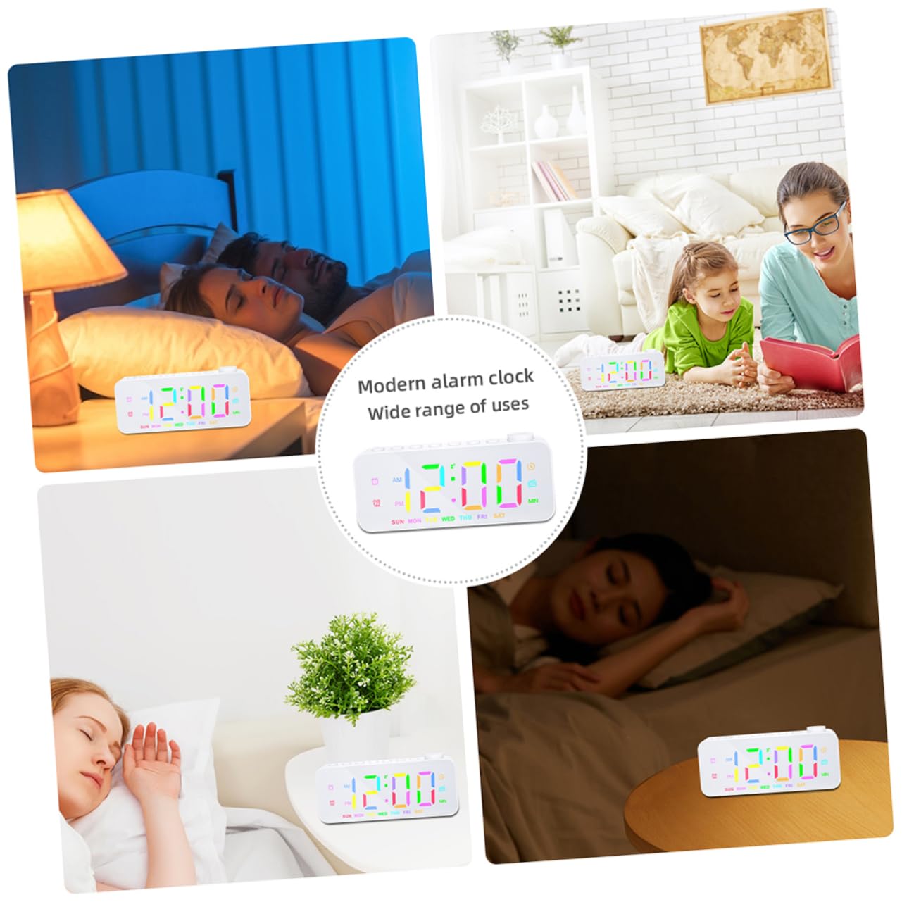jojofuny Radio Despertador de Pantalla Grande Radio Despertador Digital para Dormitorio Incluye Función de Carga USB para Teléfono como Reloj LED Digital para Obsequio para Oficina