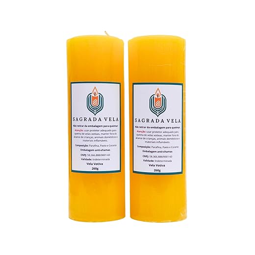 KIT C/2 VELAS VOTIVA 7 DIAS 260G SAGRADA VELA (AMARELA)