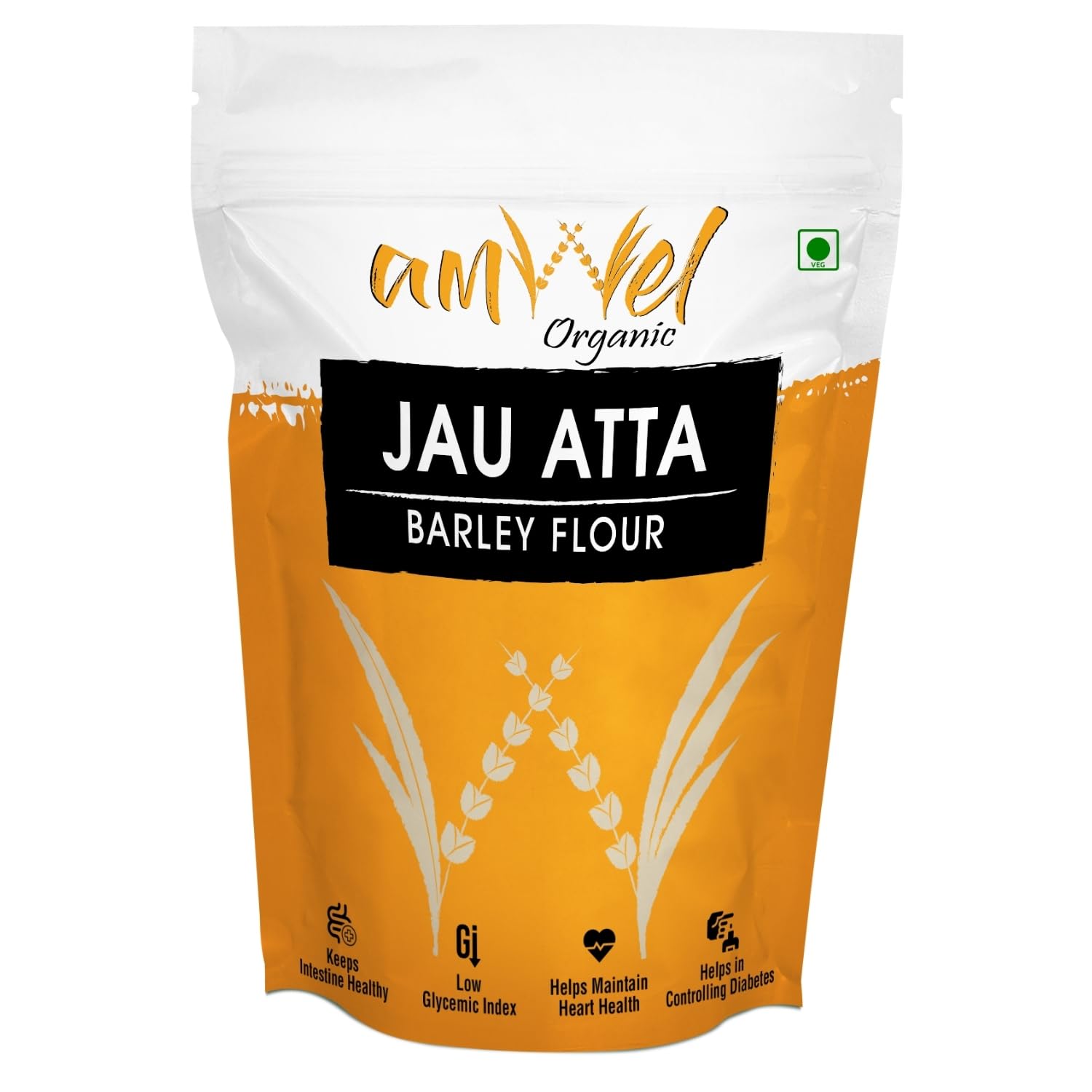Amwel Organic Jau Atta - Barley Flour 450g, Jaun ka atta | जौ का आटा | Rich in Dietary Fiber, Good for Digestion, Weight Loss, Gut health (Vaccum Packed)