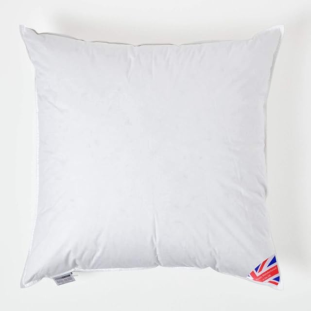 HOMESCAPES Duck Feather Cushion Pad 80 x 80 cm (32 x 32) Inner Insert Filler with 100% Cotton Down Proof Cover Hypoallergenic RDS Certified Machine Washable