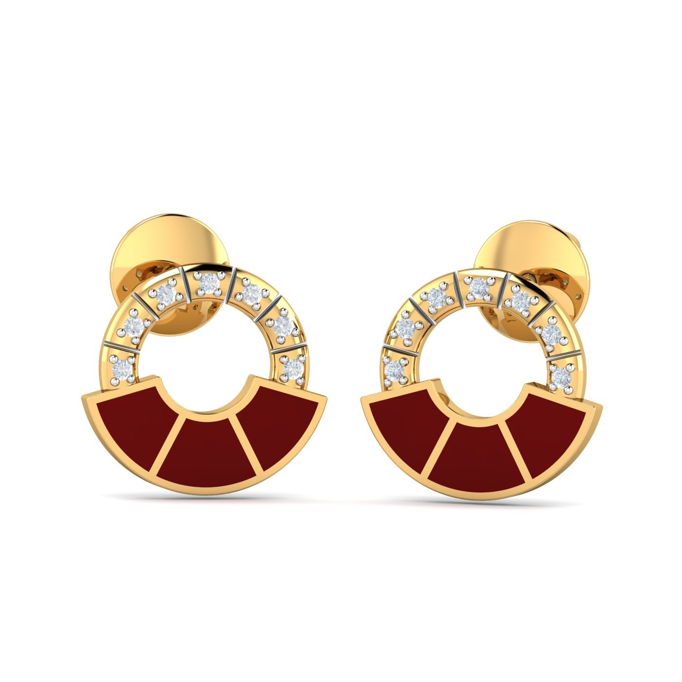 14KT Yellow Gold Diamond Siesta Enamel Stud Earrings for Women-image-33