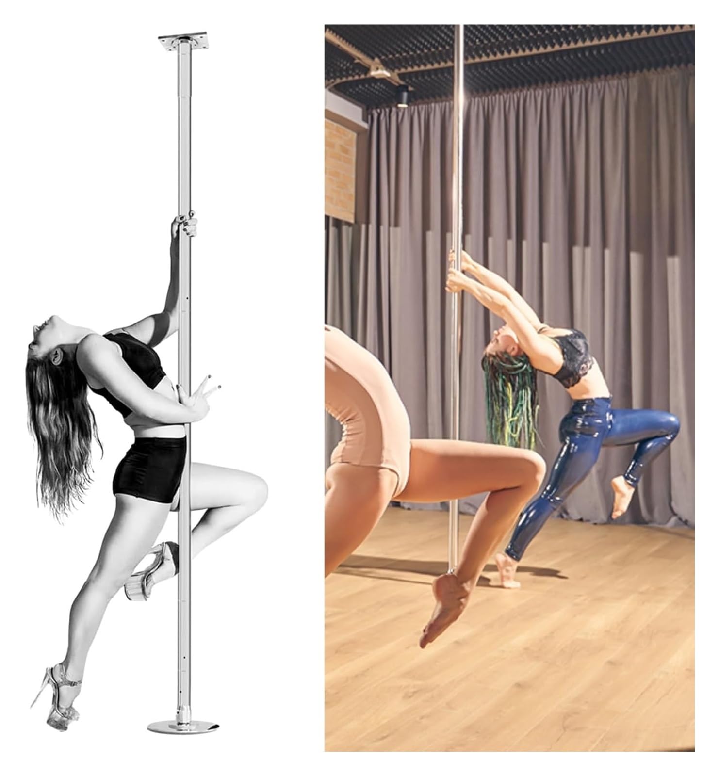 JYBNBBE Stripper Pole,Dance Pole, Spinning Dance Pole, Home Club Party Bedroom Pole Dancing Pole, Heavy Duty Stripper Pole,Height 2.23-2.74m (7.3ft
