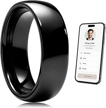 NFC Smart Ring Digital Business CardNTAG215 Chip,US#11 | Tap-to-Share Social Info,NFC-Enabled Phones,Customizable profile for contacts, social links, websites Email,504Bytes