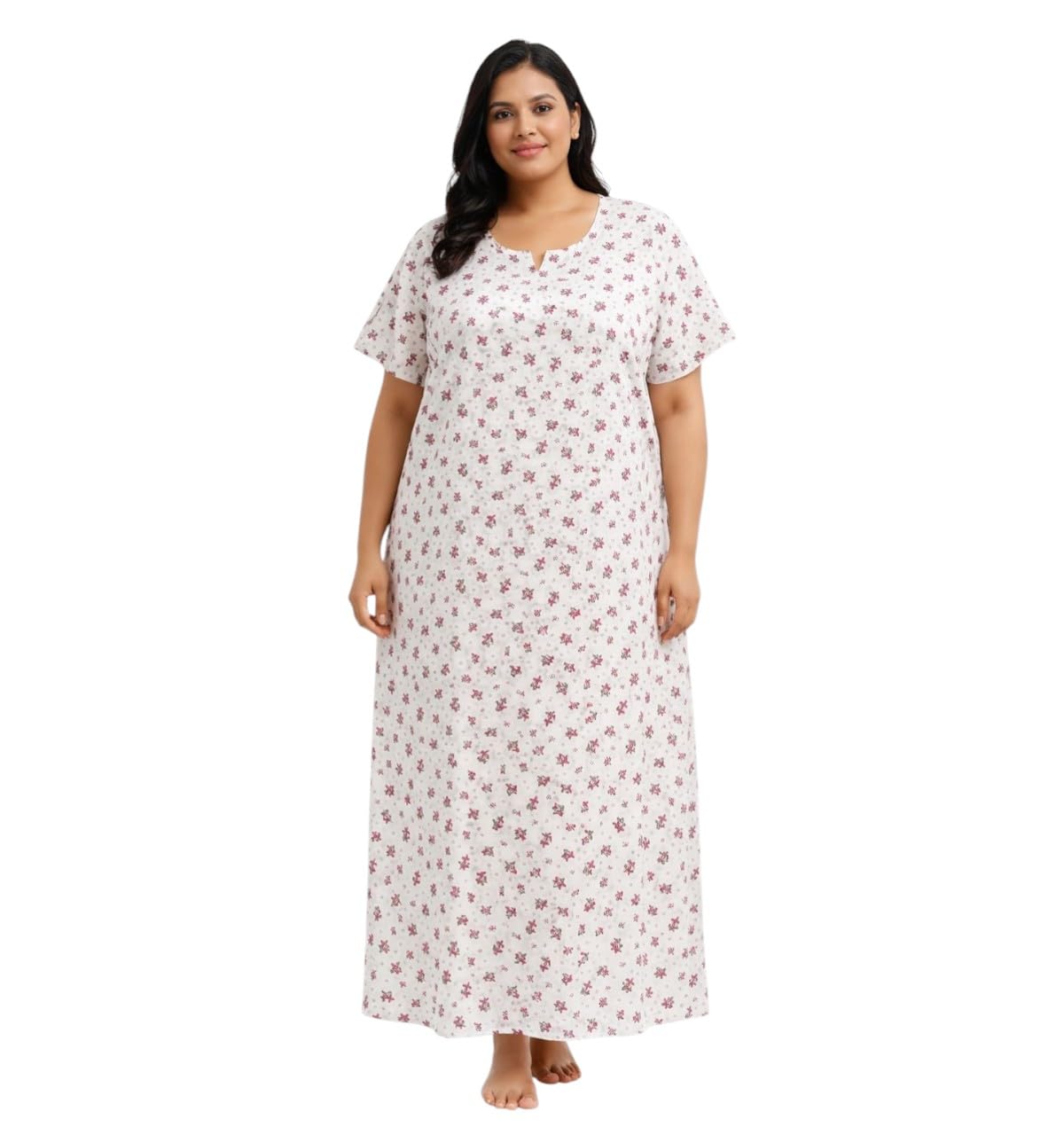 Petgen Z Women's Cotton Maxi Nighty, Floral Print, Short Sleeves, Relaxed Fit, Lightweight Breathable Fabric, Lounge and S... - Review, Price and Buying Guide