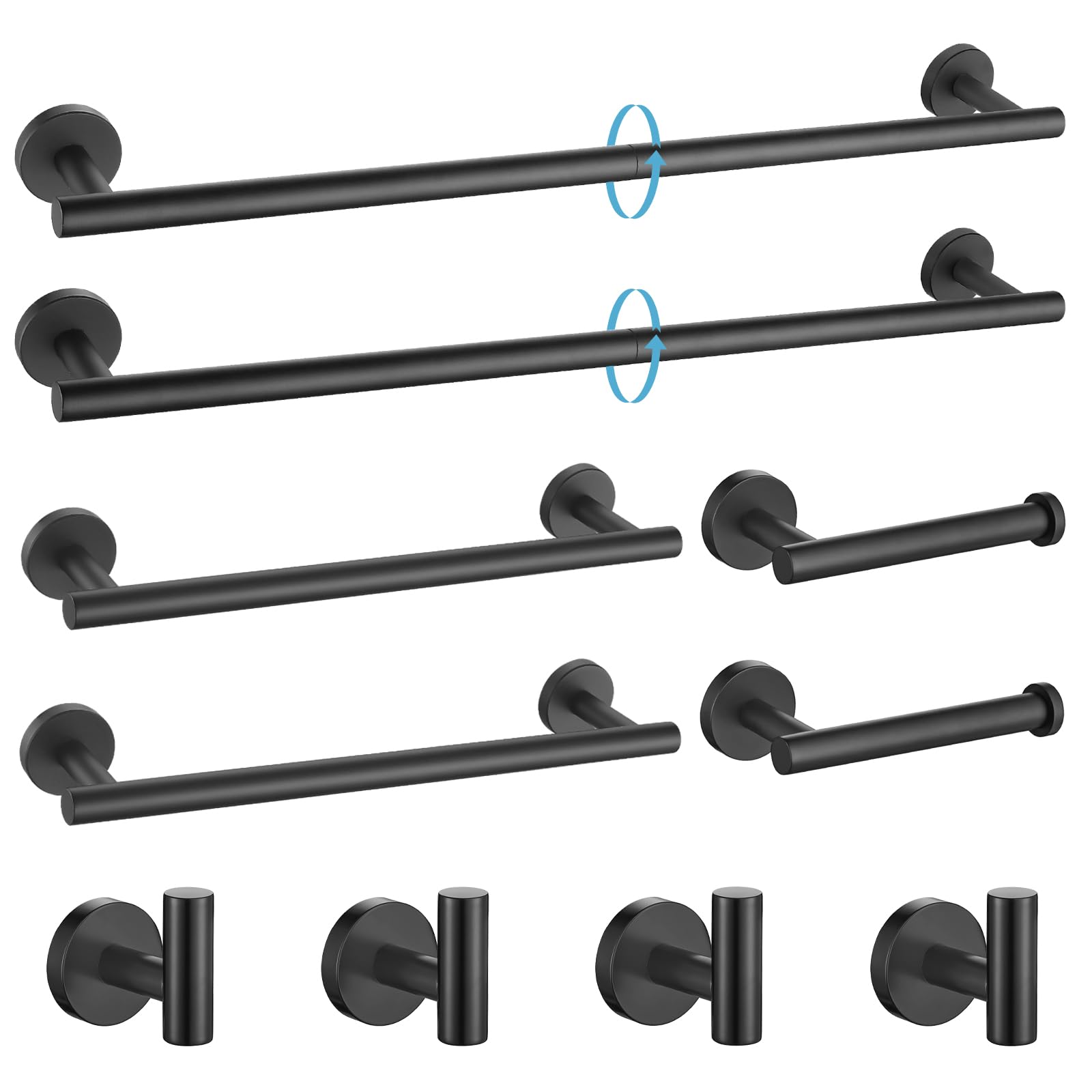 Barre de serviette de bain 61 cm inox antirouille contre l'humidité des murs