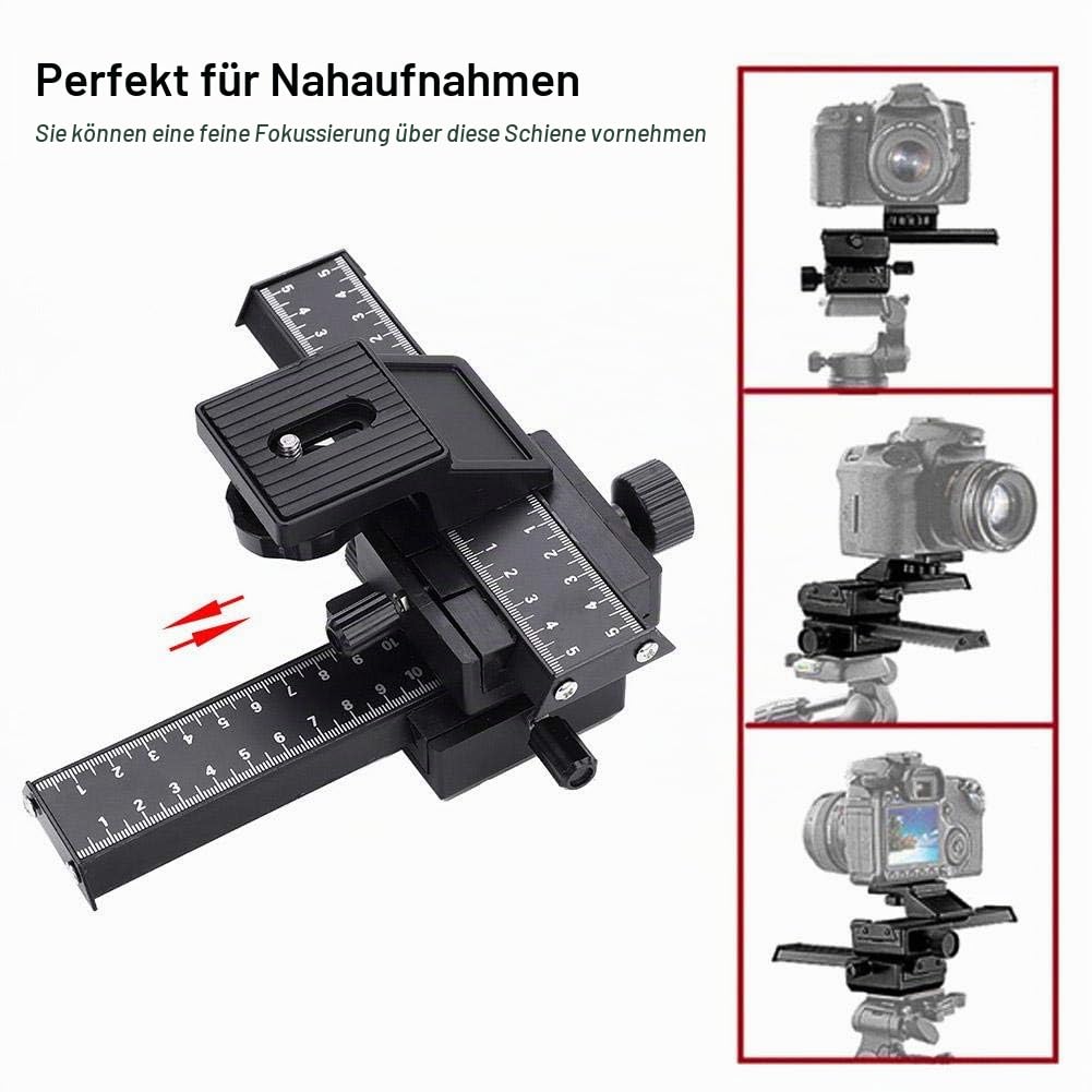 Kamera-Schieberegler Dual Achse 4-Wege Makroschiene Focusing Rail Slider,mit 1/4 "Befestigungsschraube für Nahaufnahme