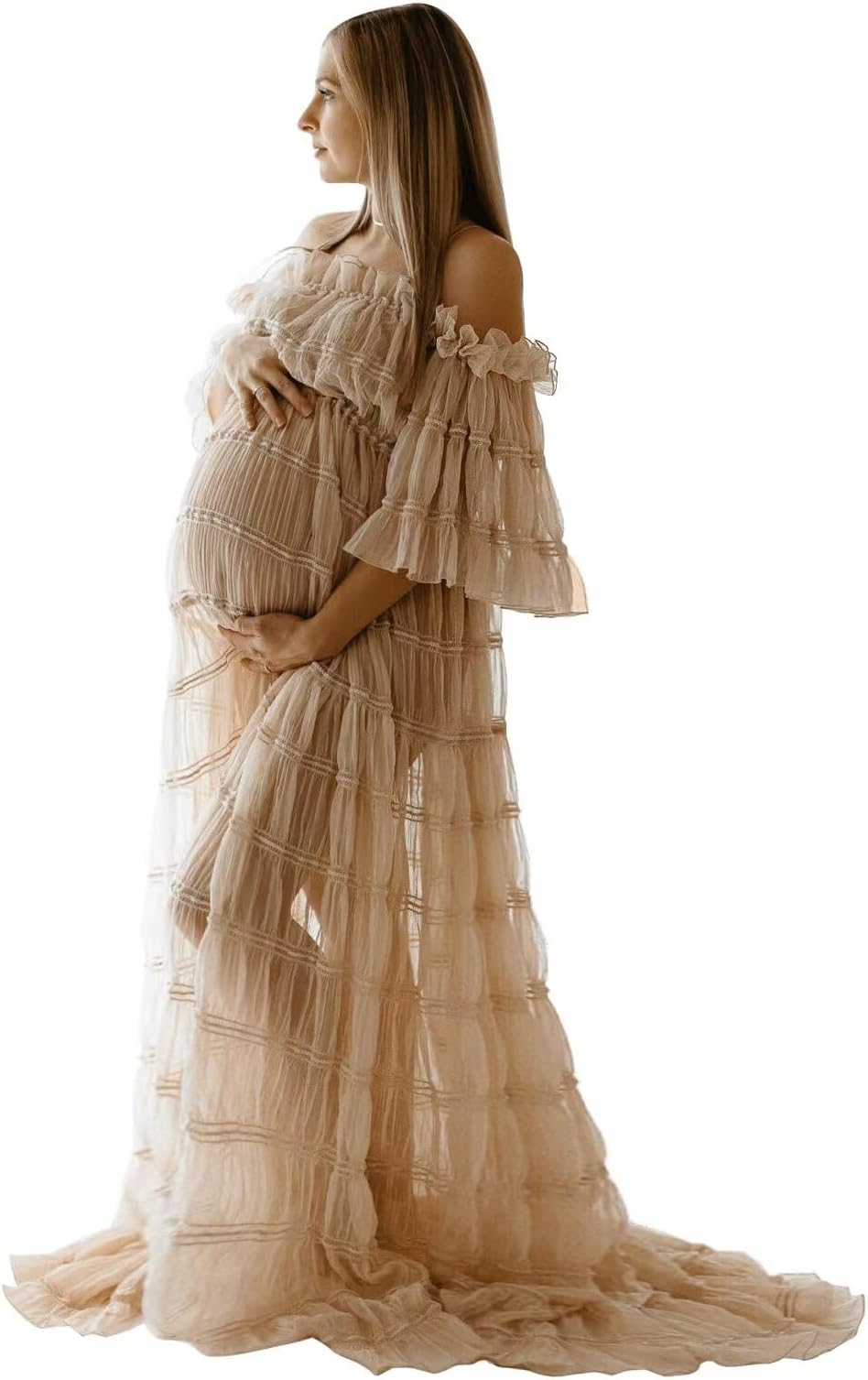 Tulle Maternity Dresses for Photoshoot Robes Off Shoulder Boho Baby Shower Pregnancy Gowns Bridal Lingerie