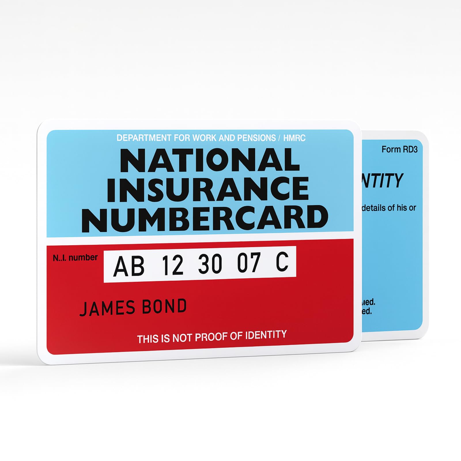 stika.co Premium Replacement National Insurance Number Card UK - Custom Printed Double-Sided NINO Card - Durable Plastic PVC Wallet Card 85x54mm - Professional Finish - Made in the UK Custom NINO Card