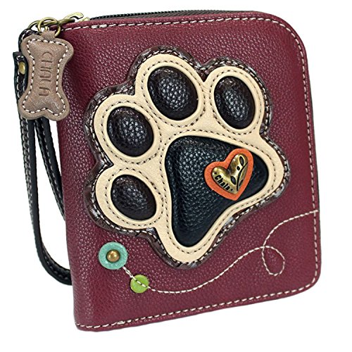 CHALA Ivory Paw Print Zip-Around Wallet, LaserCut Plum Tote- Dog Mom Gift Set