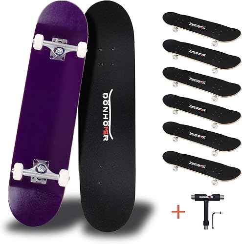 Miniatura 2 de DONHOMER Patinetas - Patineta profesional de 31 x 7.75 para adultosniños y niñas con herramienta en T Pro 7ply Maple Deck ABEC9(6 unidades)