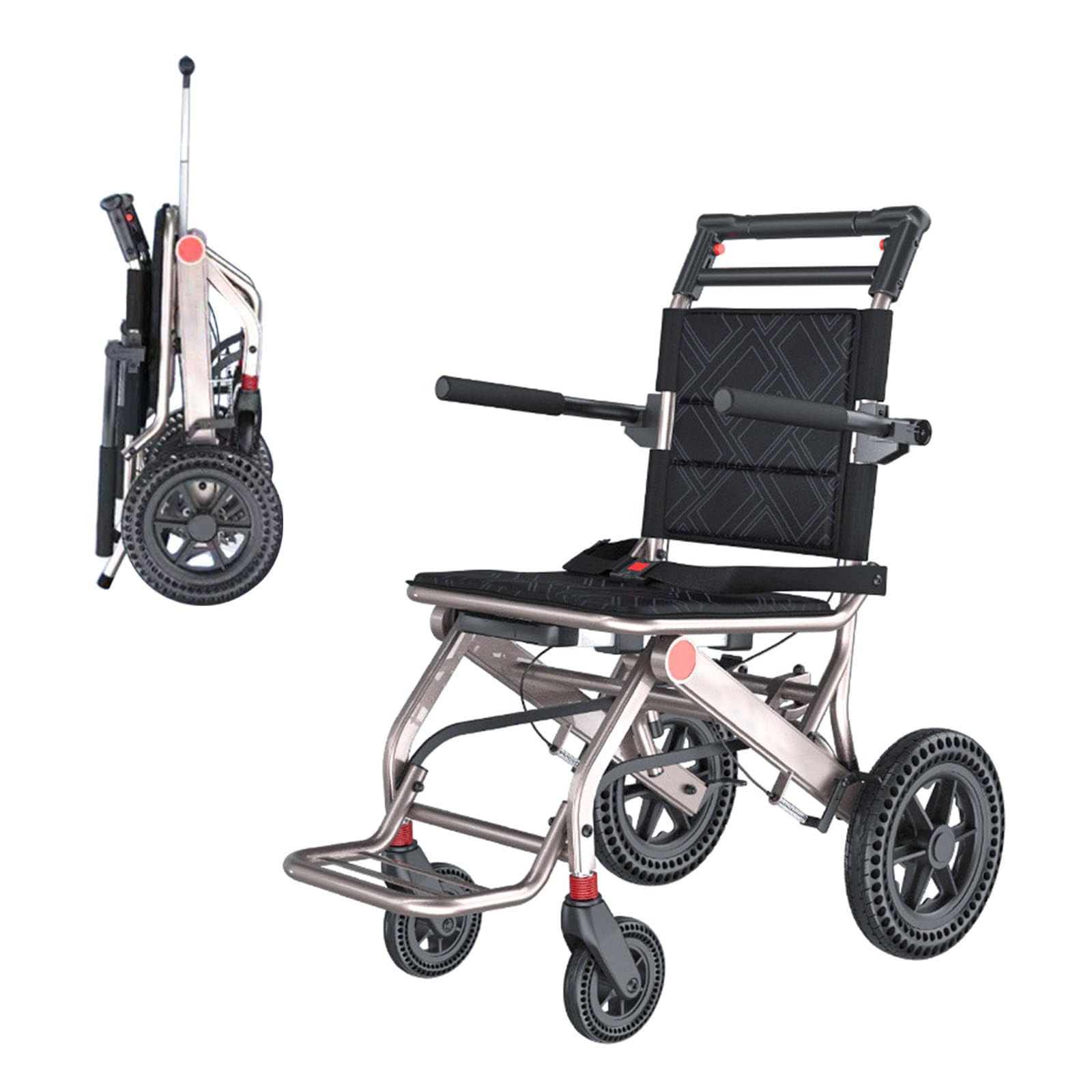 UYSELA Silla de Ruedas de Viaje Ligera y Plegable, Aluminio para el Hogar y Los Viajes Sillas Ruedas Extra Estrechas, Ideal para Ancianos y Niños