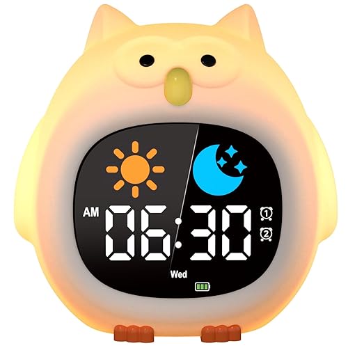 YISSVIC Réveil Enfant Educatif Jour Nuit 2 Alarme 3 Récurrence