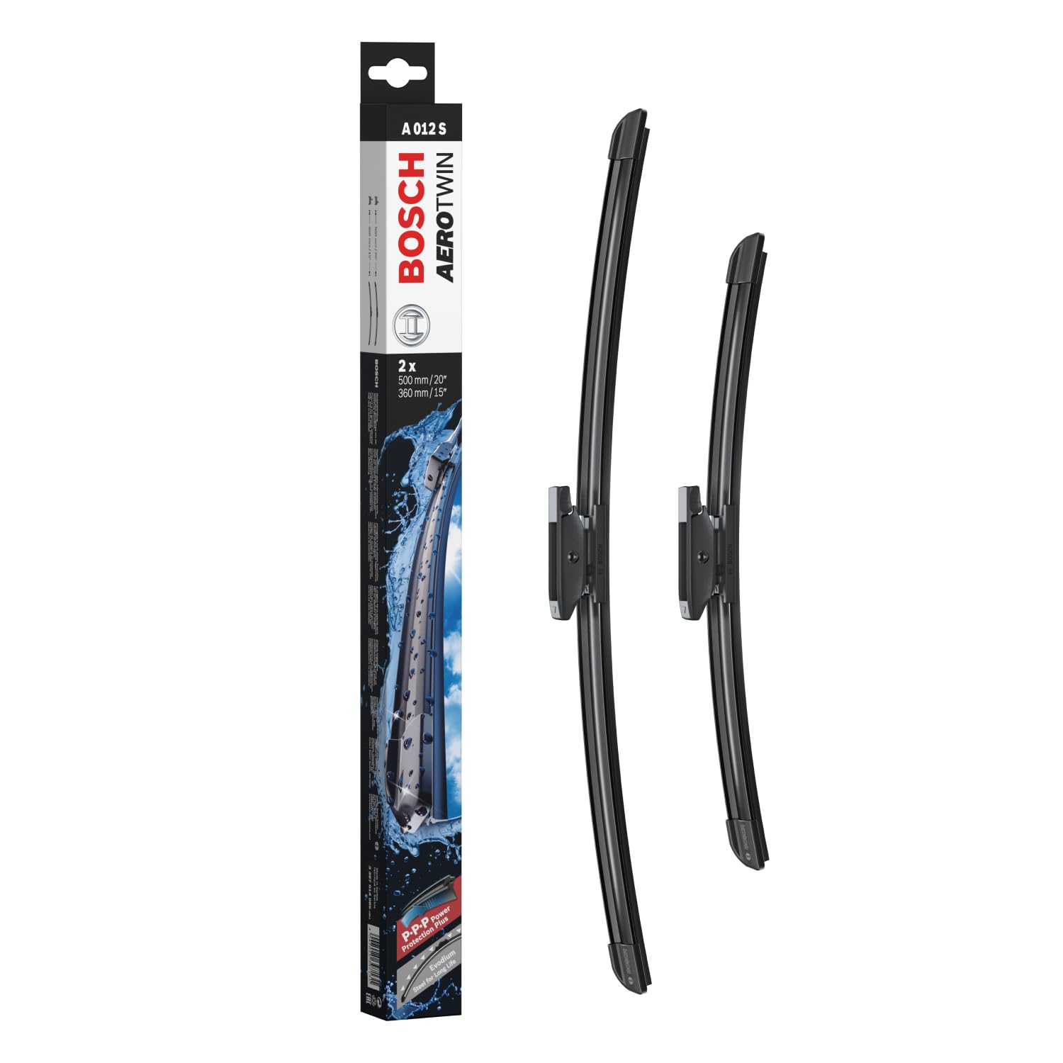 Tergicristalli Bosch Aerotwin A012S, Lunghezza 500mm/360mm, 1 set per parabrezza anteriore