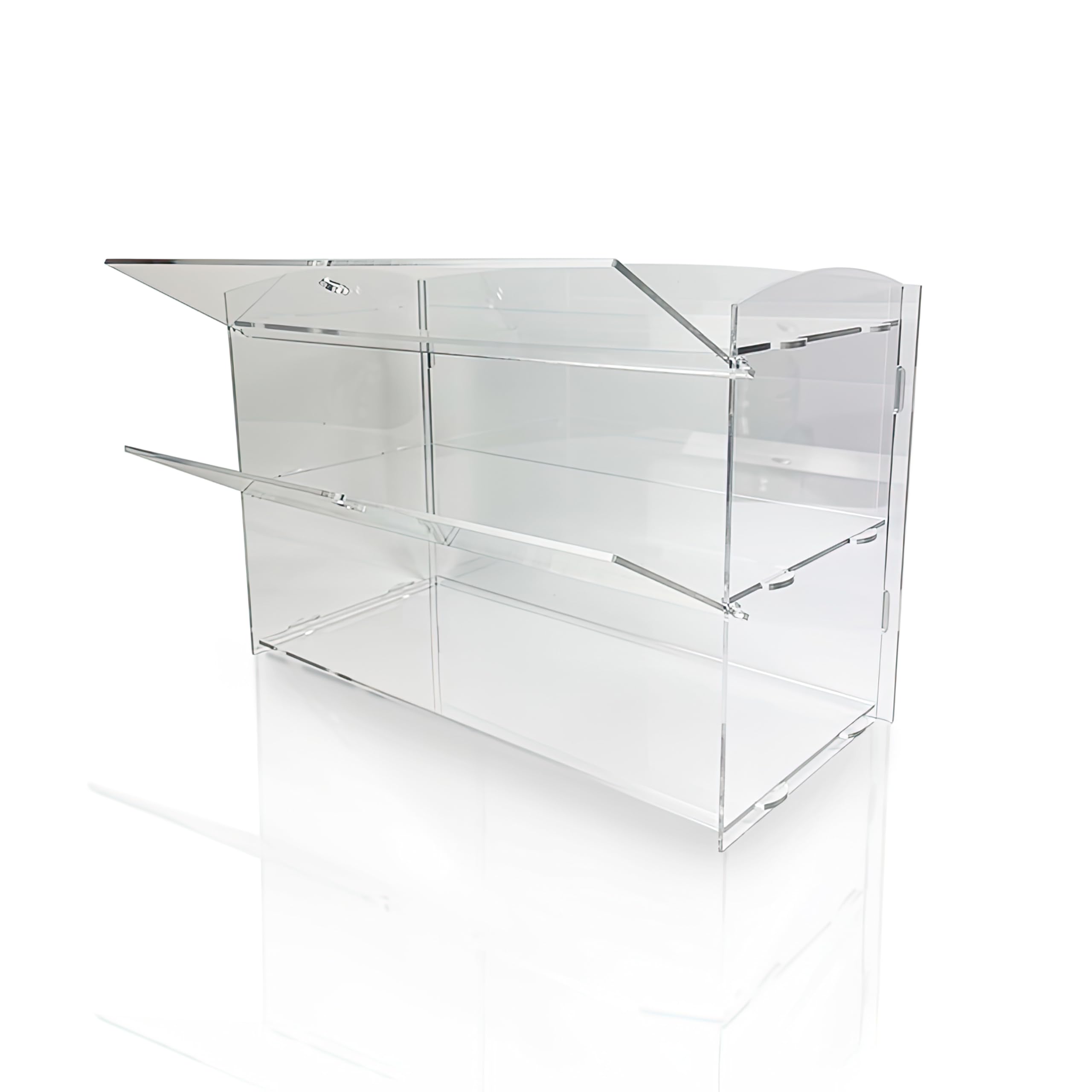 Vitrina para encimera de panadería y pastelería con pinza para servir, caja de exhibición de acrílico transparente de 2 niveles para donas, pan, cupcakes, frutas, perfecto para fiestas en casa, bares,