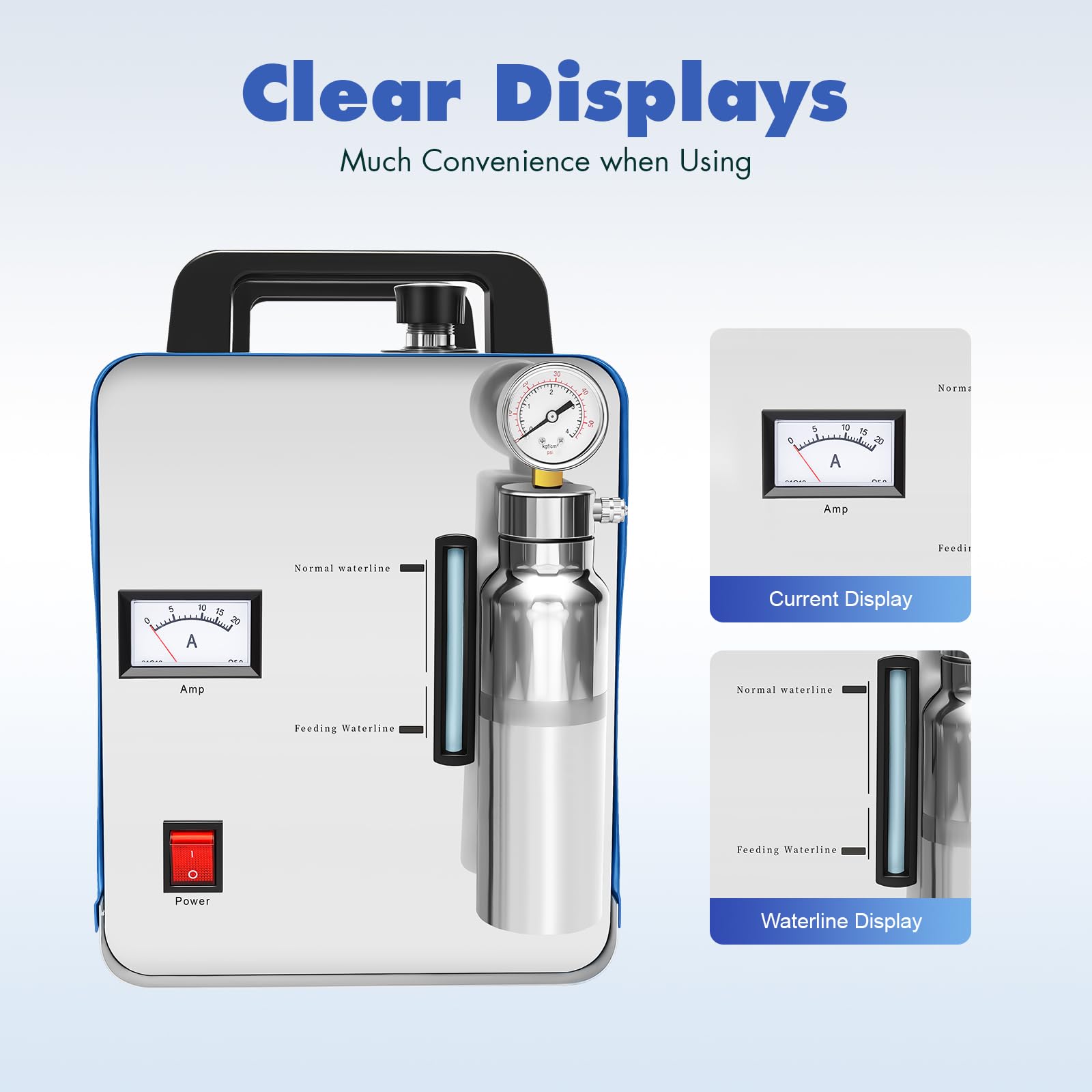 Acrylpoliermaschine H160/H180, Flammenschweißbrenner mit Sauerstoff-Wasserstoff-Technologie, Kristallpoliergerät zum Polieren von Acrylglas und Anderen Acrylprodukten, 220 V, 75 l/h BZW. 95 l/h