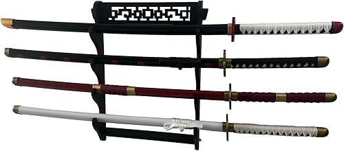 Miniatura 8 de Soporte de pared Katana para espada  6 niveles Samurai Sword Display Rack Wand Wakizashi Tanto Soporte de pared Soporte de espada