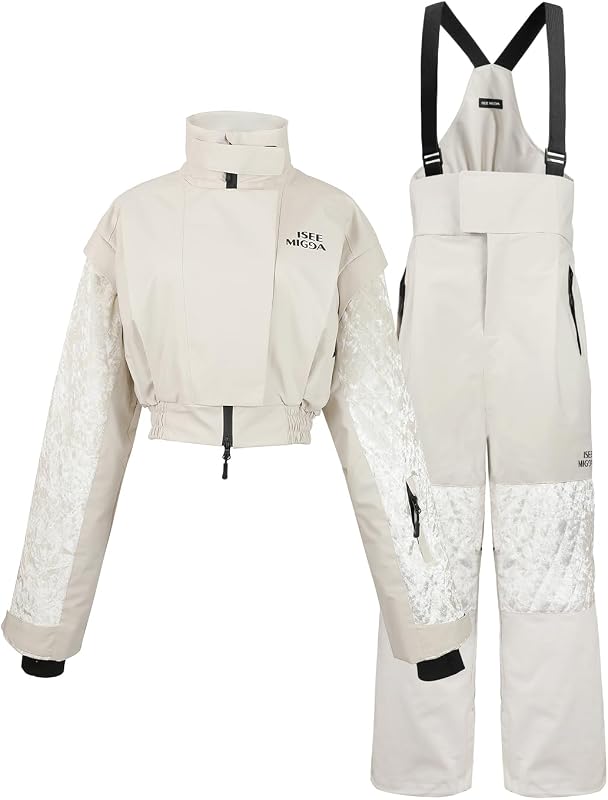Trajes de nieve para mujer, conjunto de campera y pantalones de esquí, trajes de esquí impermeables a prueba de viento para snowboard, deportes de invierno acolchados de terciopelo