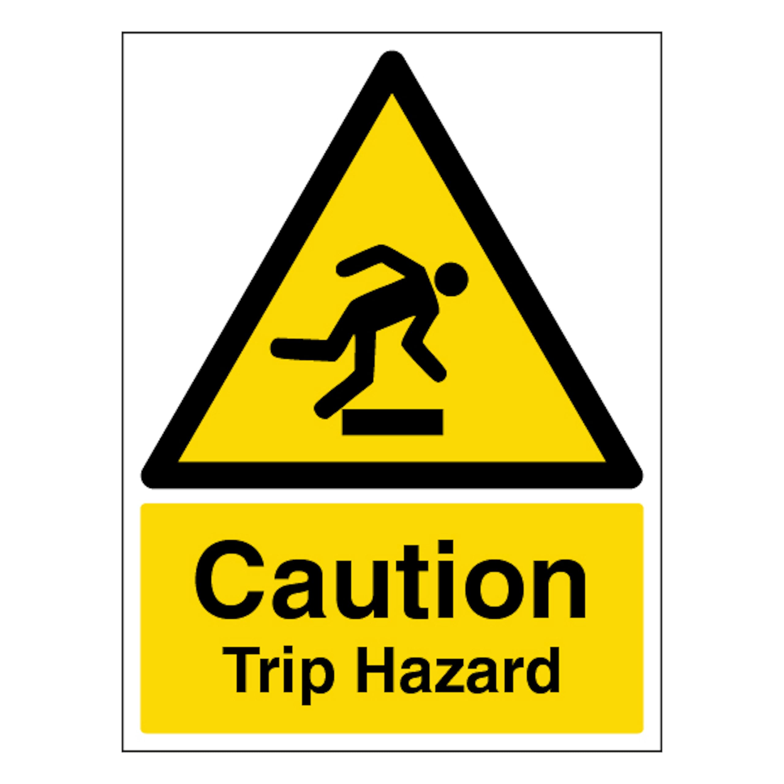 V Safety Caution Trip Hazard - Portrait 200 x 300mm - 1mm Rigid Plastic Safety Sign